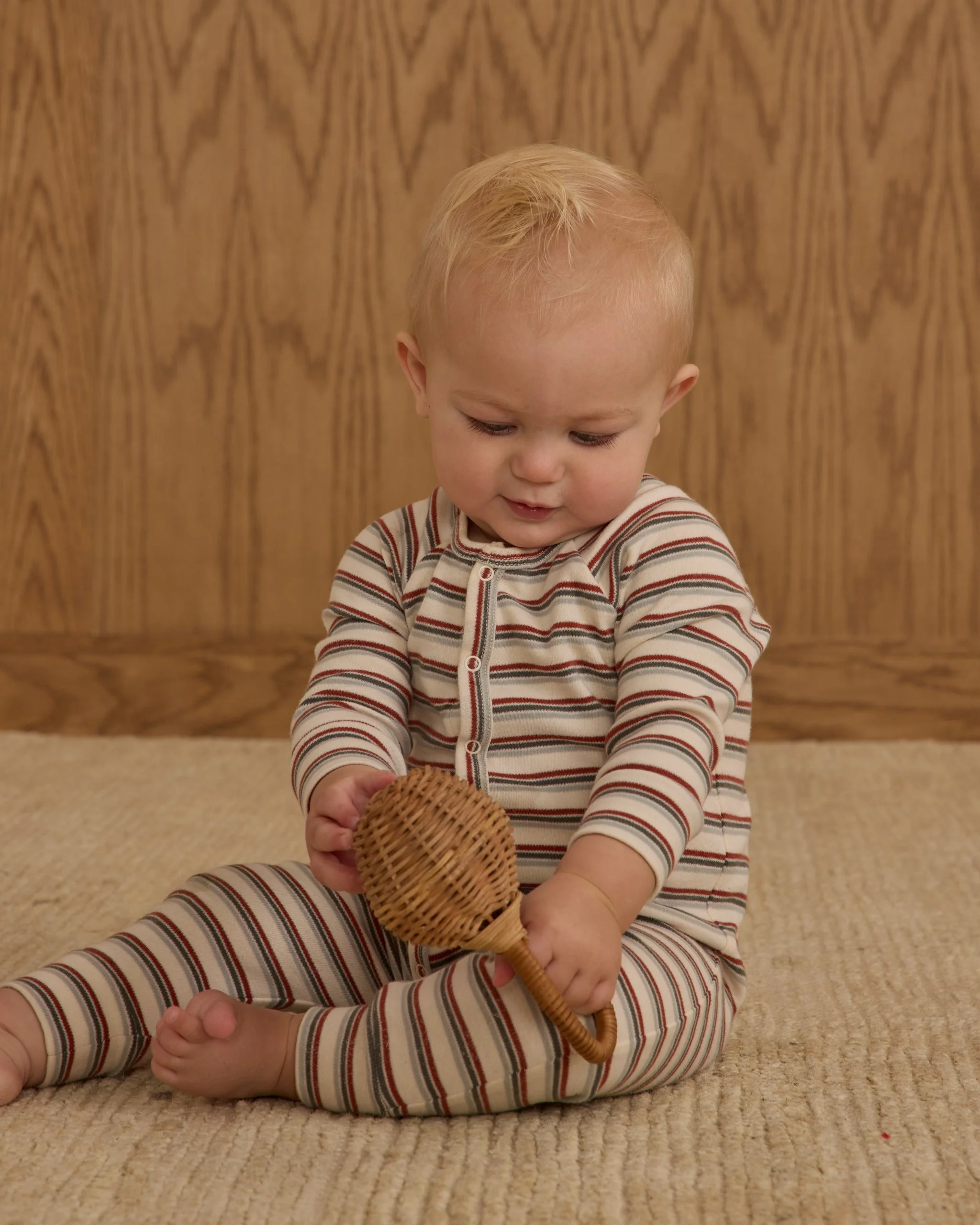 Organic Long John Pajamas || Holiday Stripe - Image 4