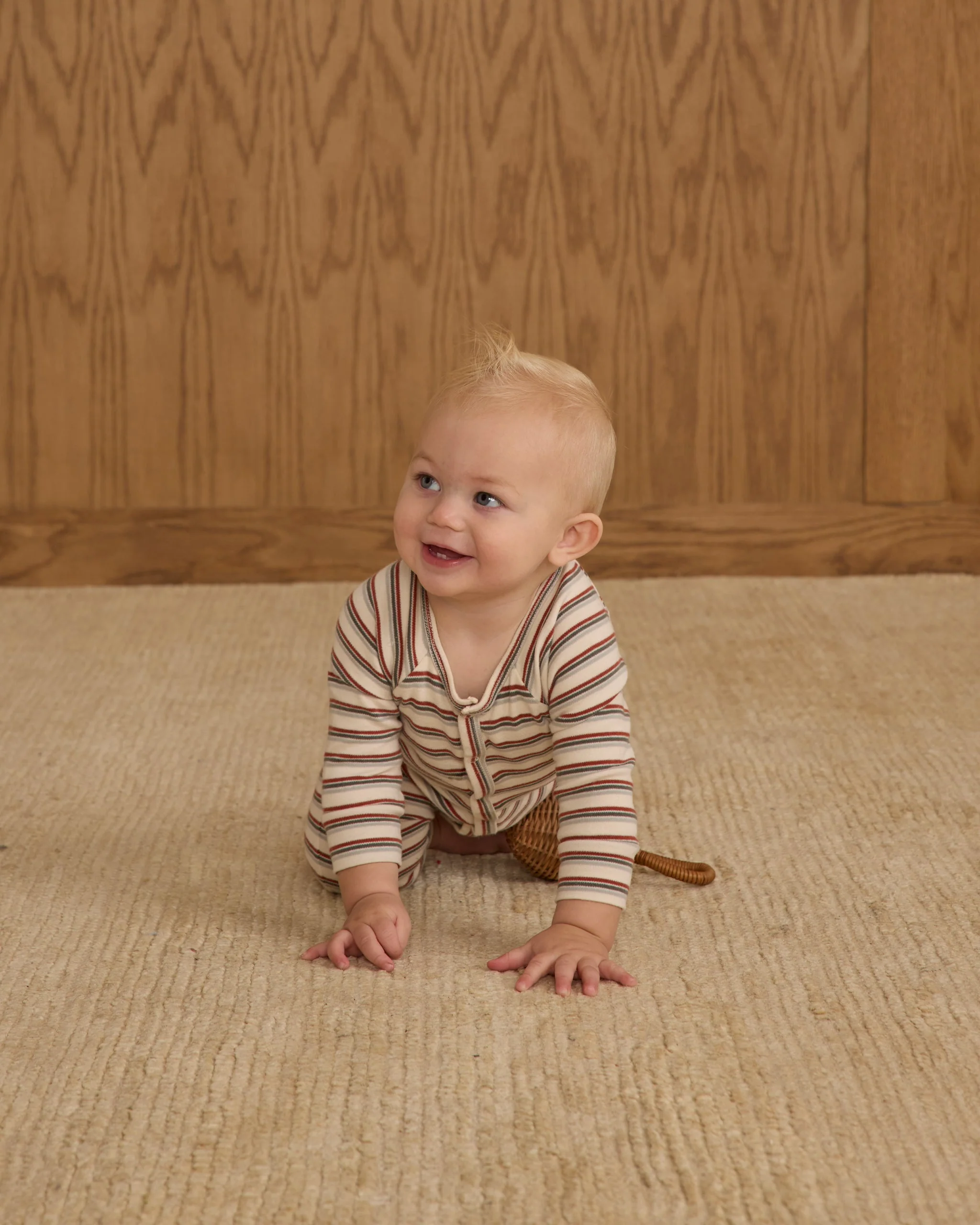 Organic Long John Pajamas || Holiday Stripe - Image 5