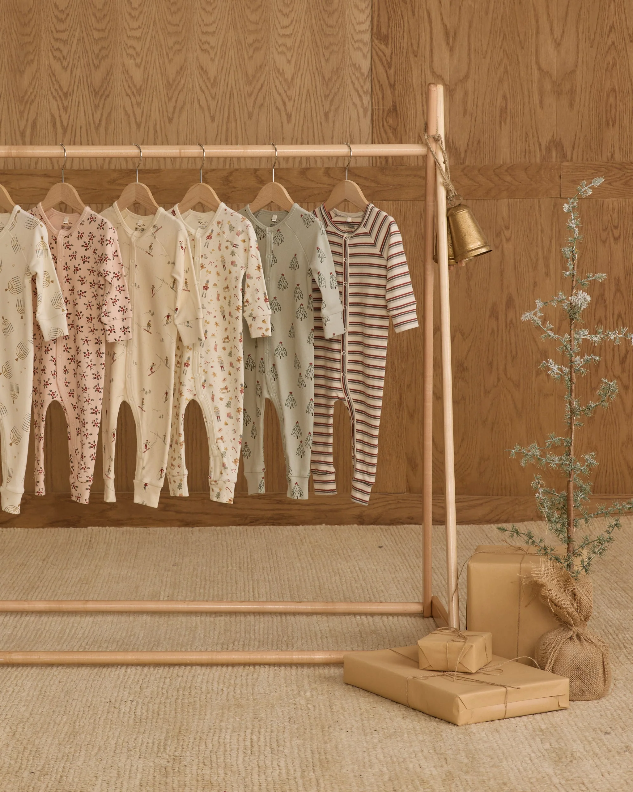Organic Long John Pajamas || Holiday Stripe - Image 6