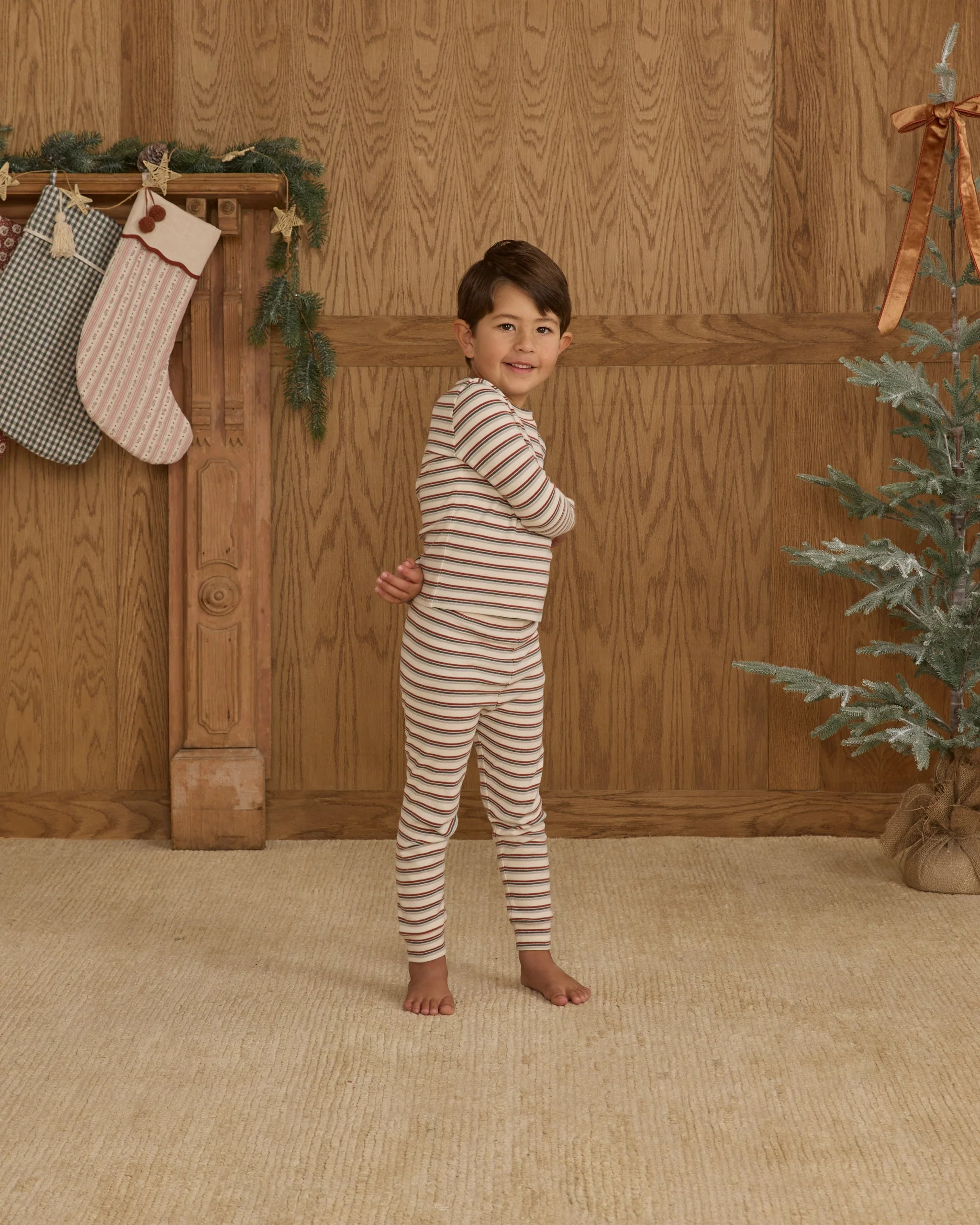Organic Long Sleeve Pajama Set || Holiday Stripe - Image 2