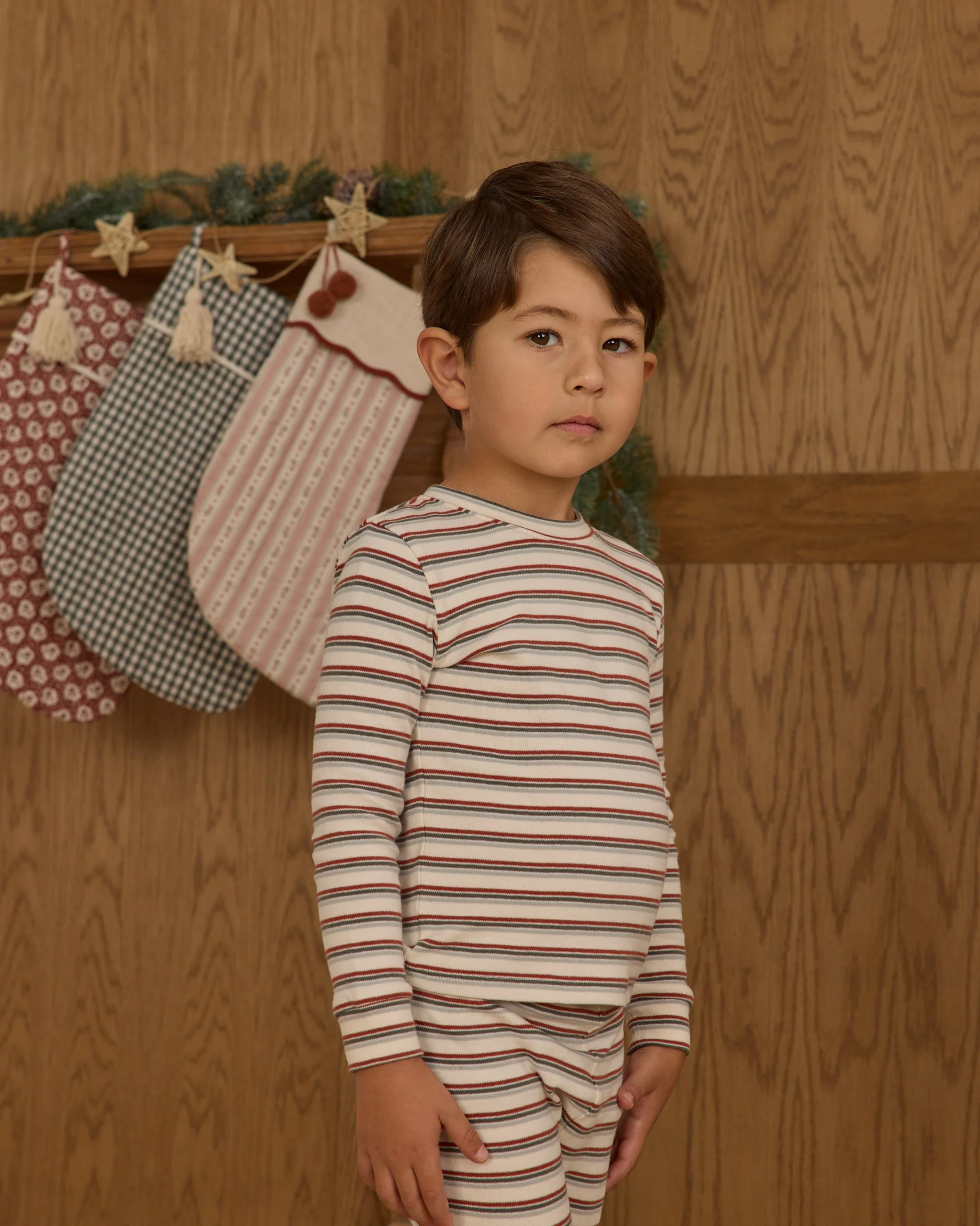 Organic Long Sleeve Pajama Set || Holiday Stripe - Image 3