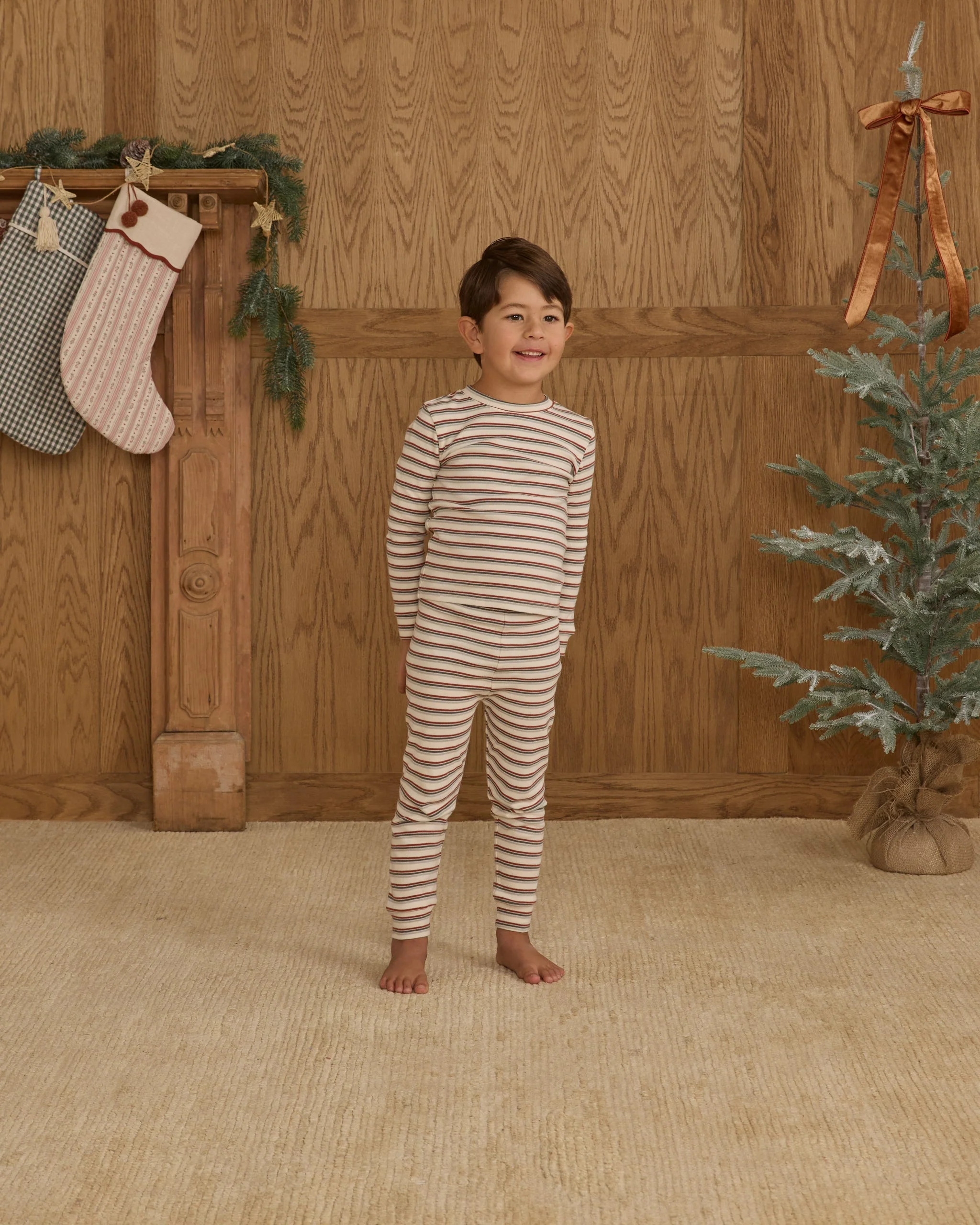 Organic Long Sleeve Pajama Set || Holiday Stripe - Image 4