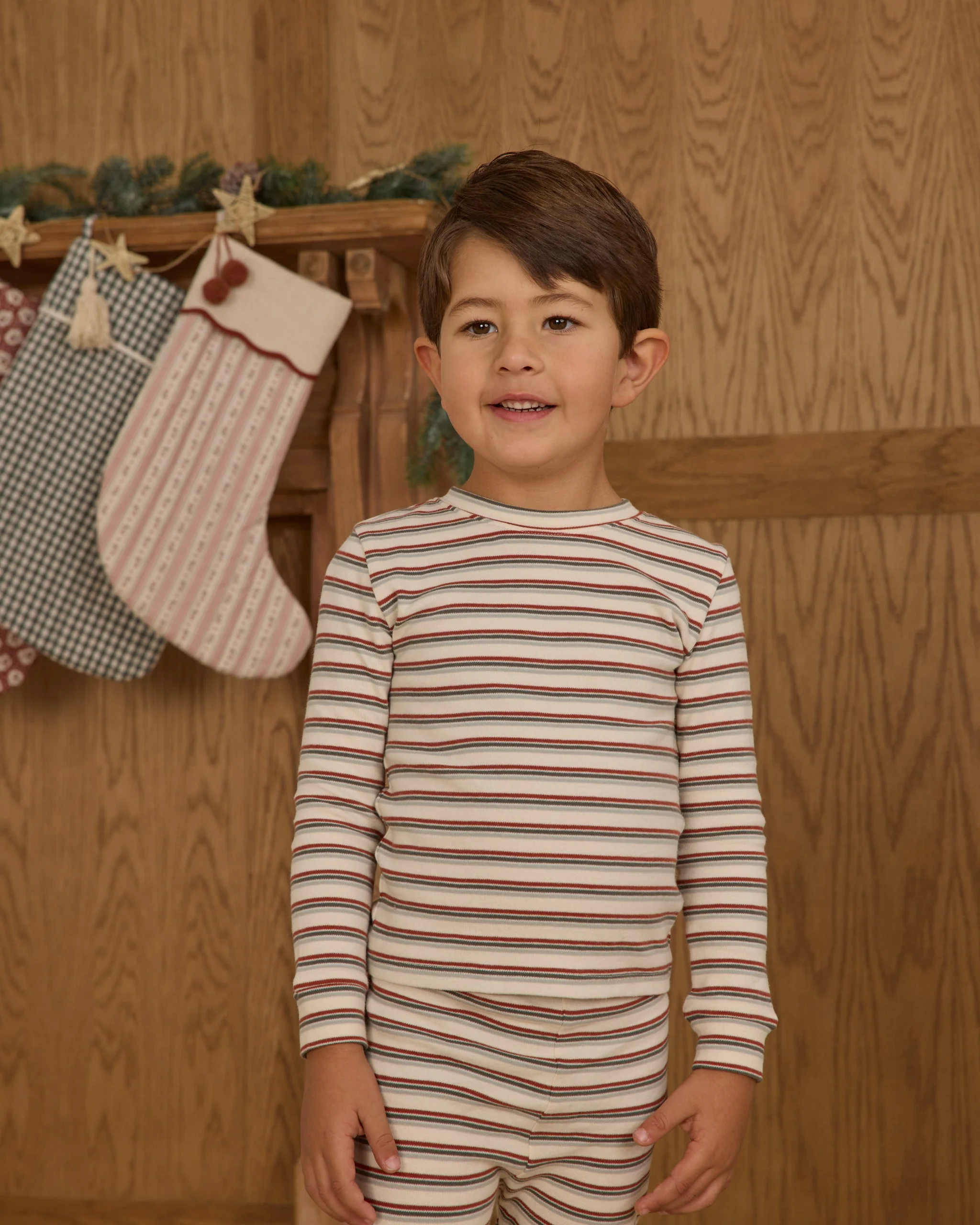Organic Long Sleeve Pajama Set || Holiday Stripe - Image 5