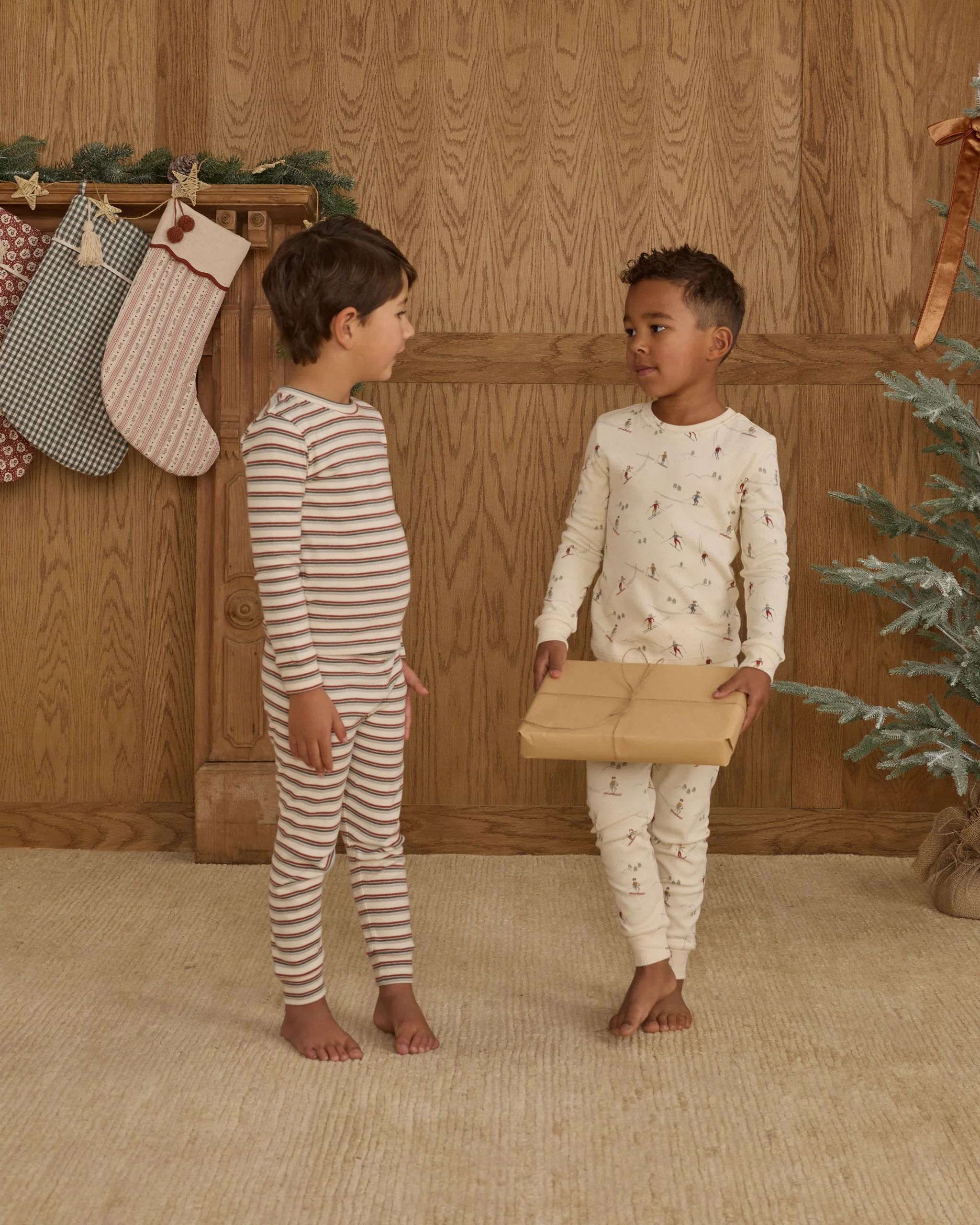 Organic Long Sleeve Pajama Set || Holiday Stripe - Image 6