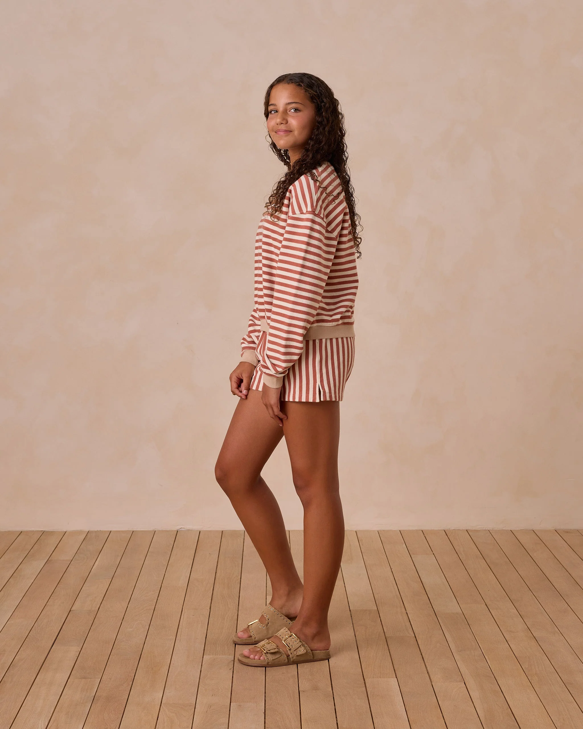 Oversized Crew + Short Set || Poppy Stripe - Image 3