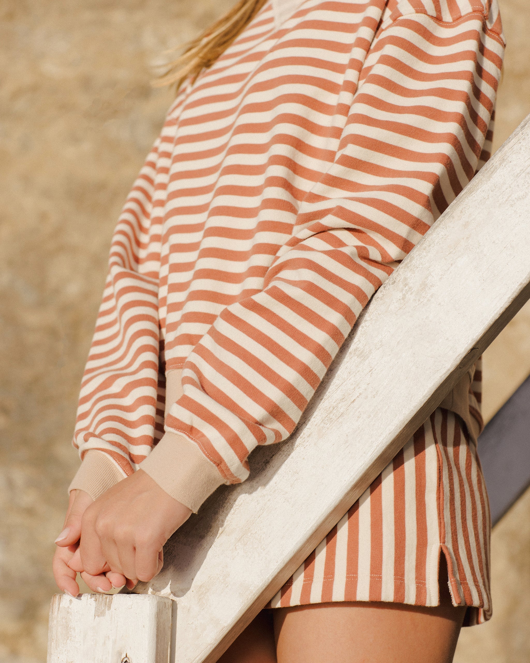 Oversized Crew + Short Set || Poppy Stripe - Image 7