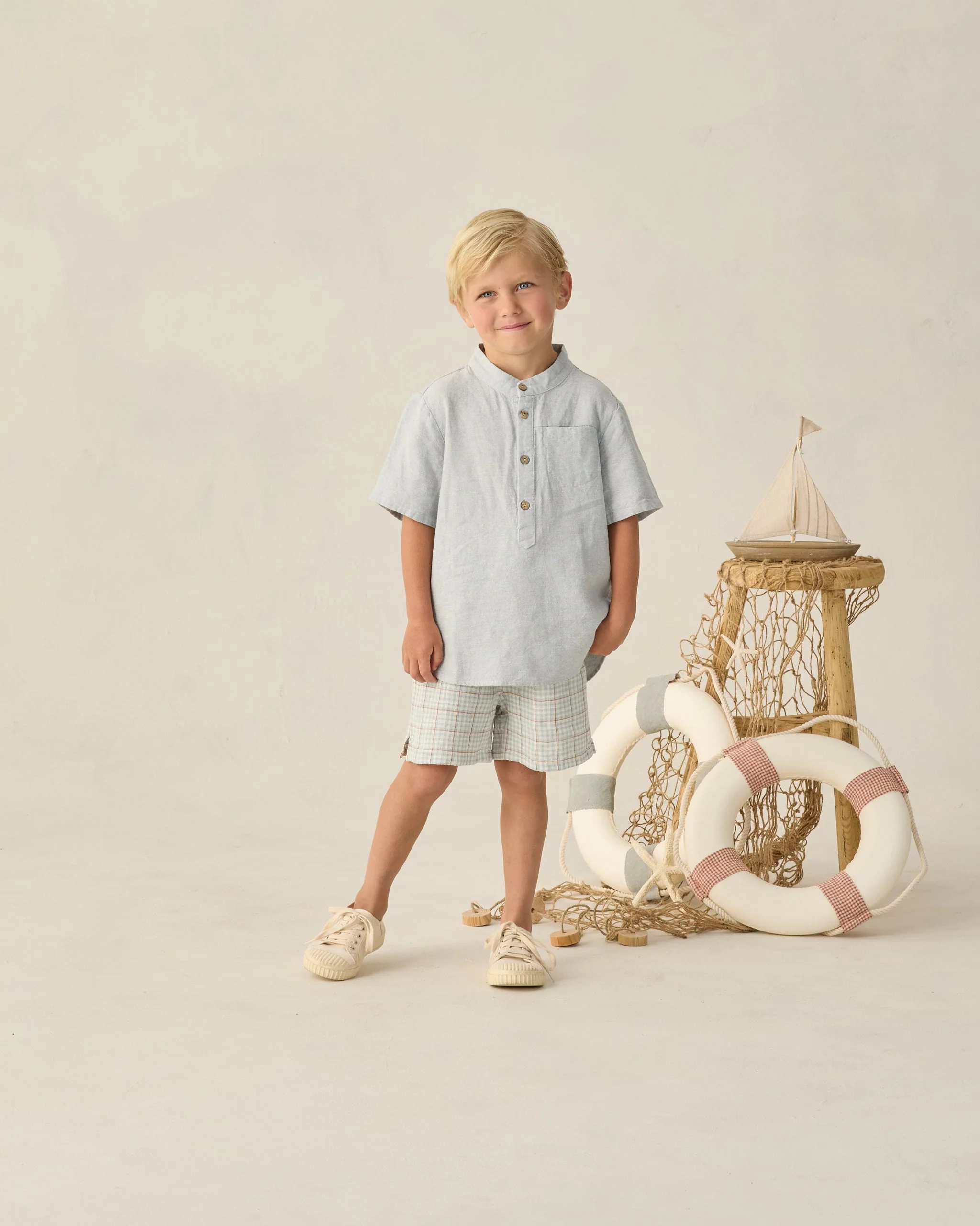 Perry Short Light Blue Plaid - Image 3