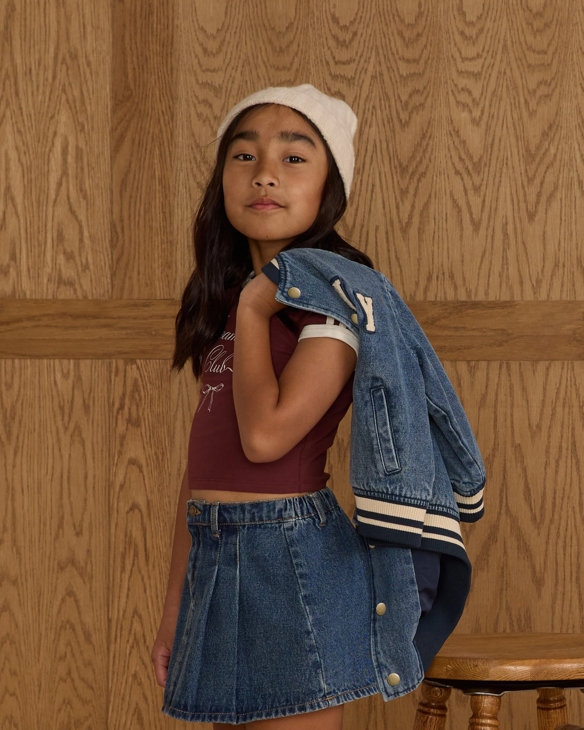 Pleated Denim Skirt || Indigo Denim - Image 3