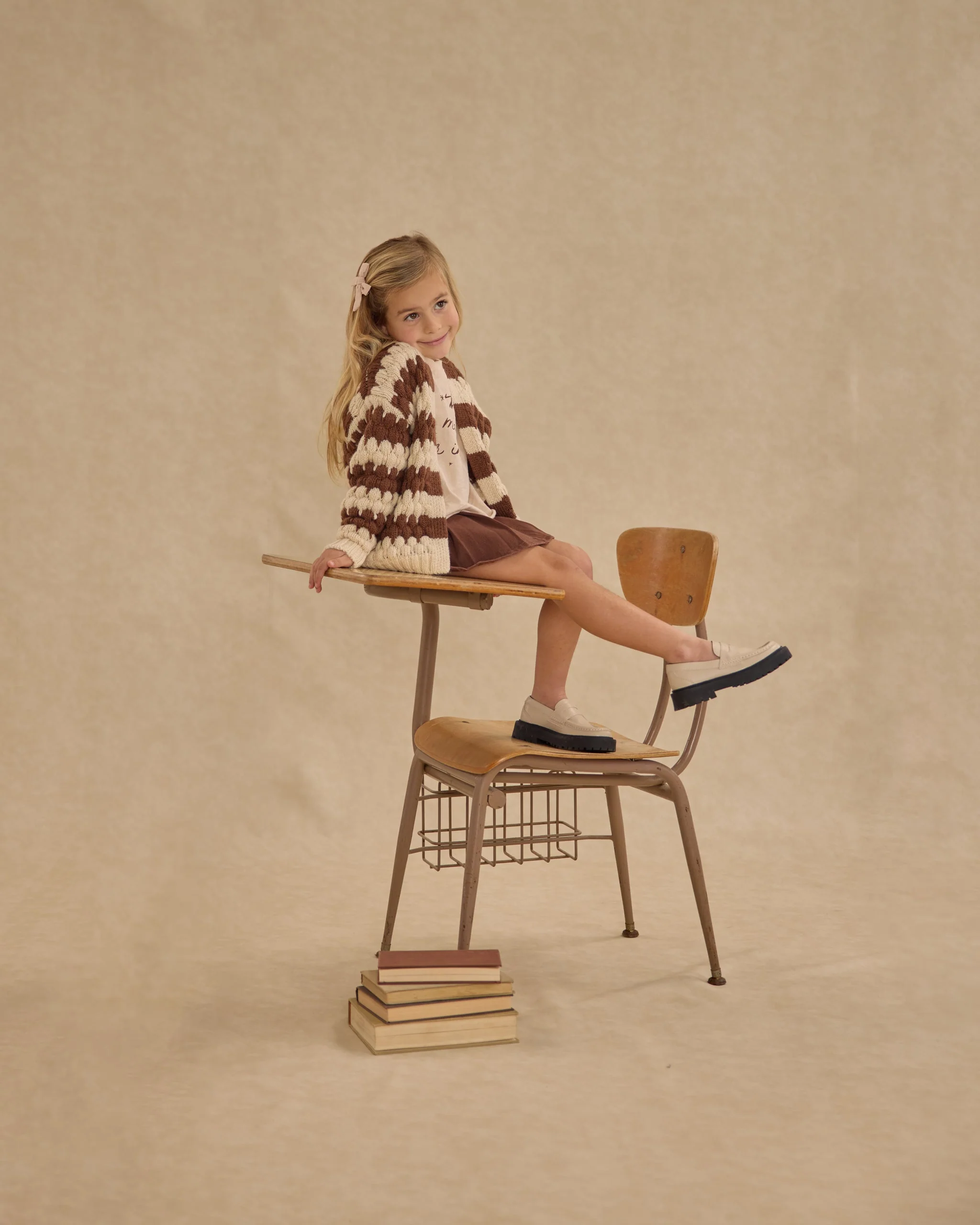 Pleated Denim Skirt || Washed Brown - Image 4