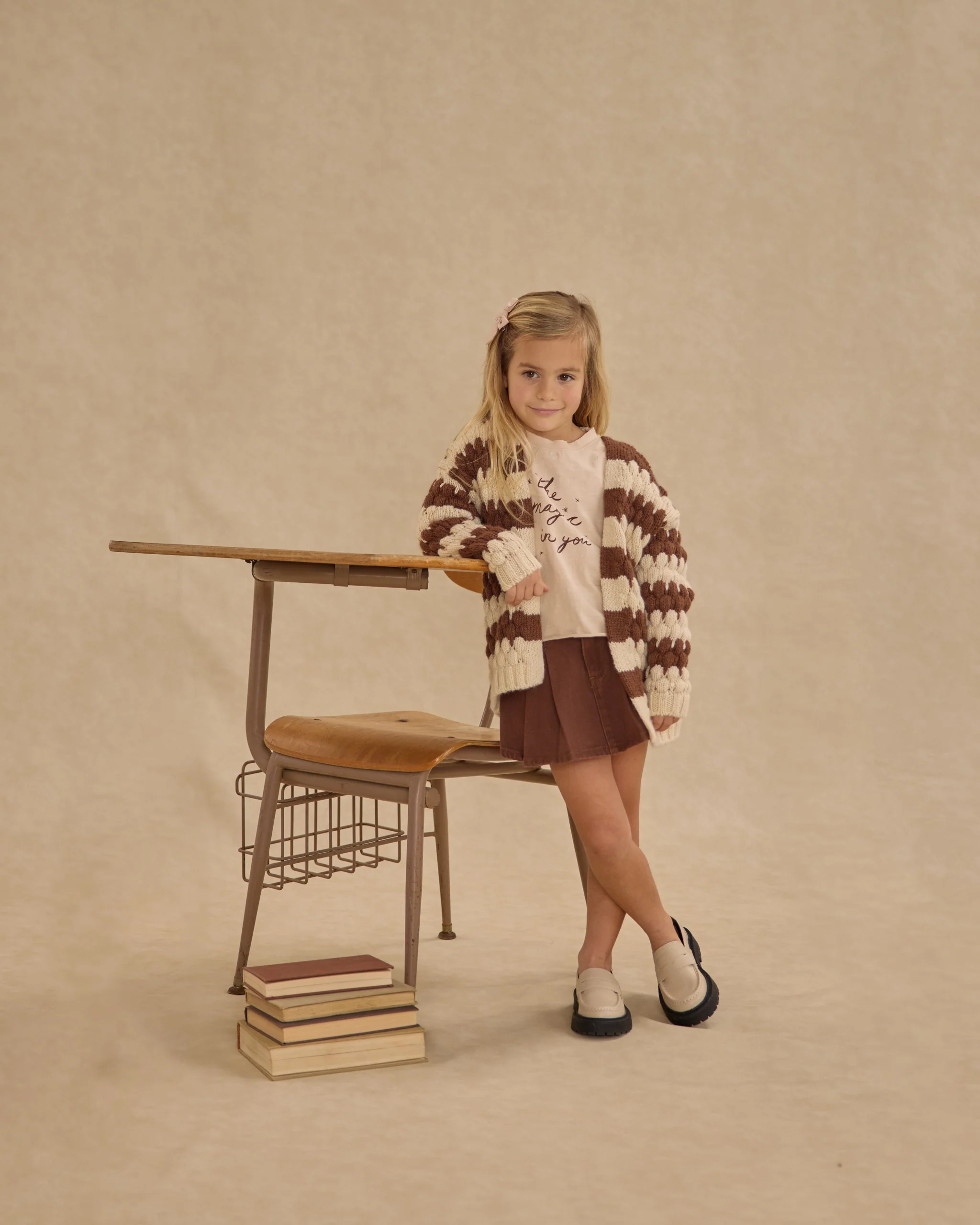Pleated Denim Skirt || Washed Brown - Image 5