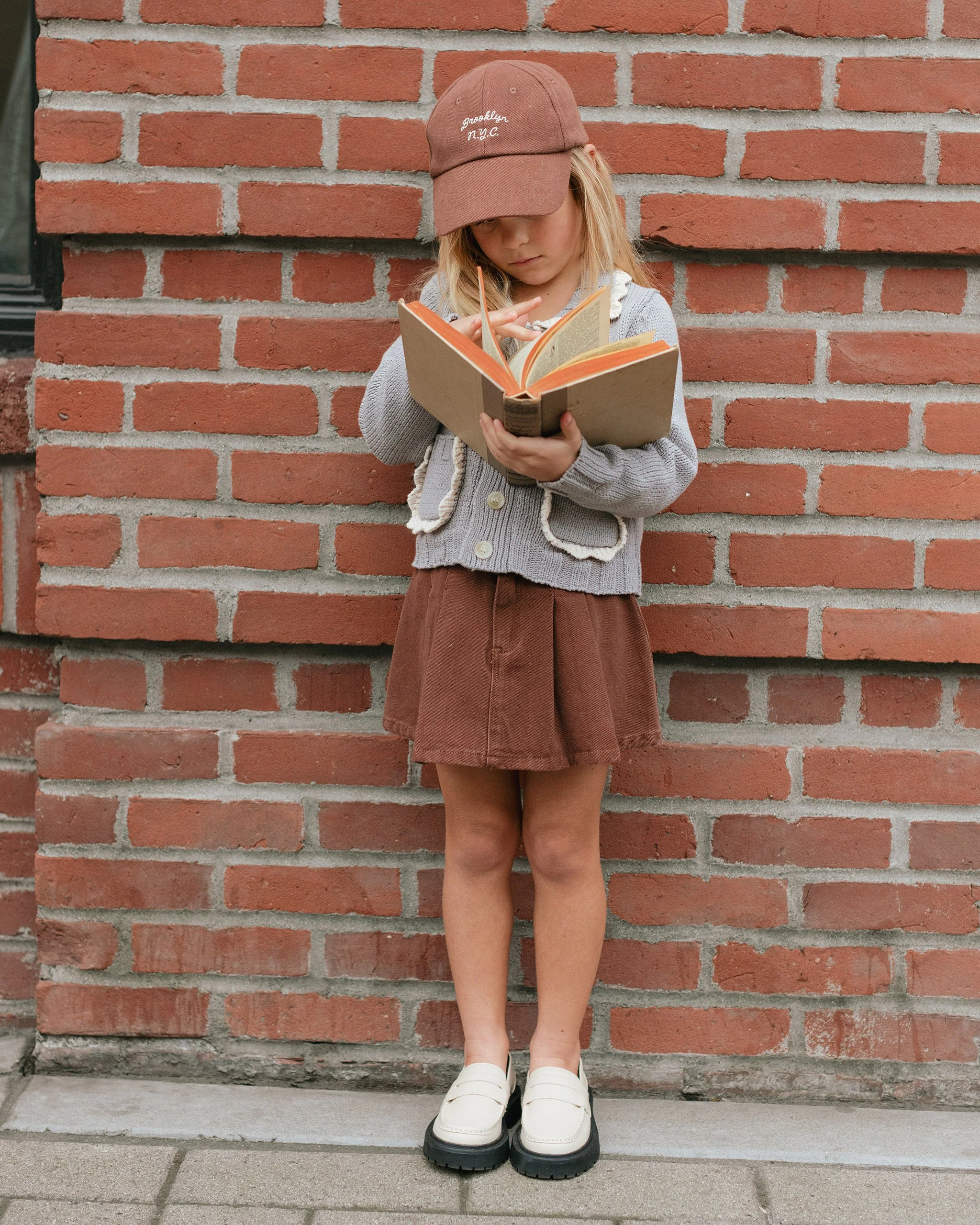Pleated Denim Skirt || Washed Brown - Image 6