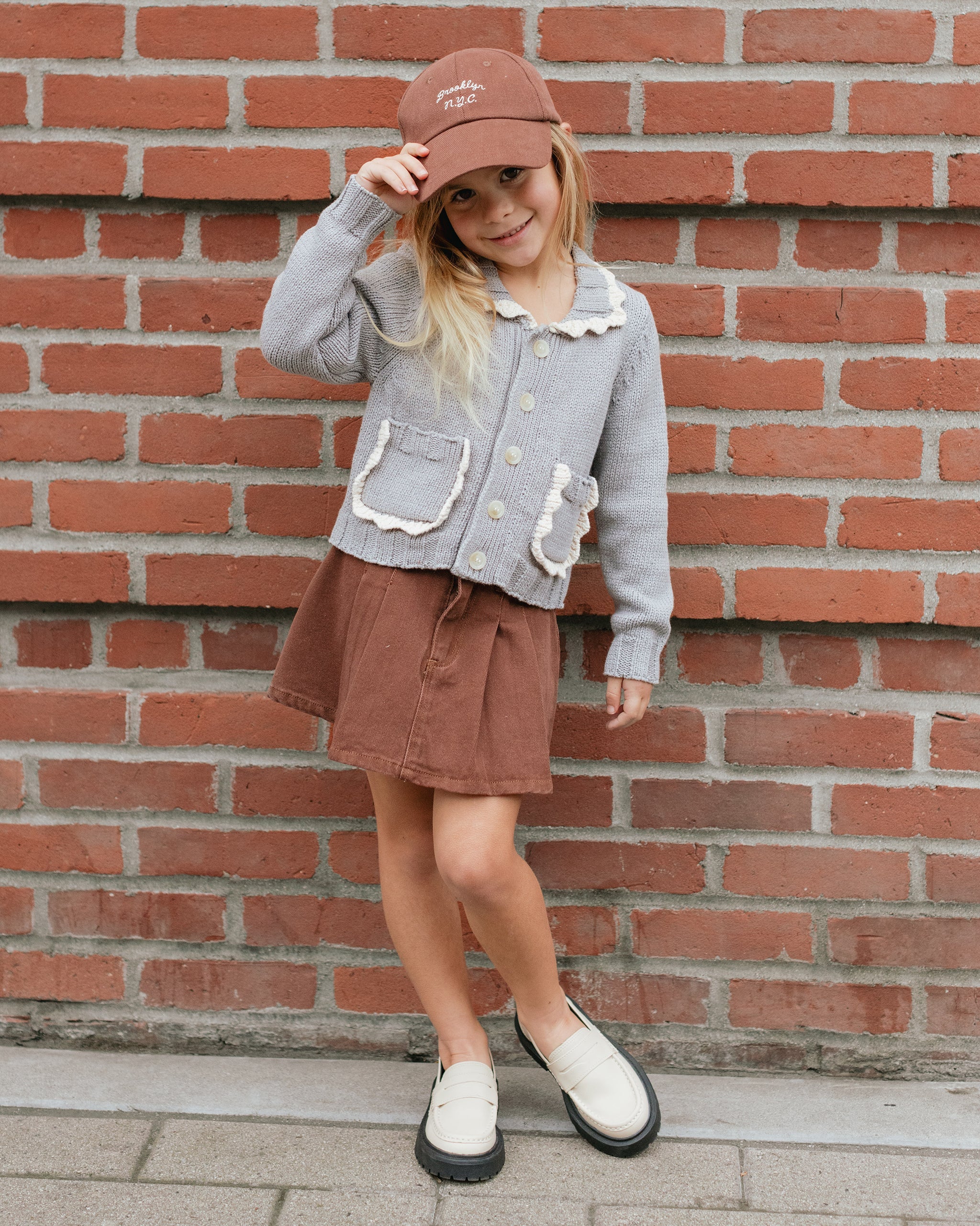 Pleated Denim Skirt || Washed Brown - Image 7