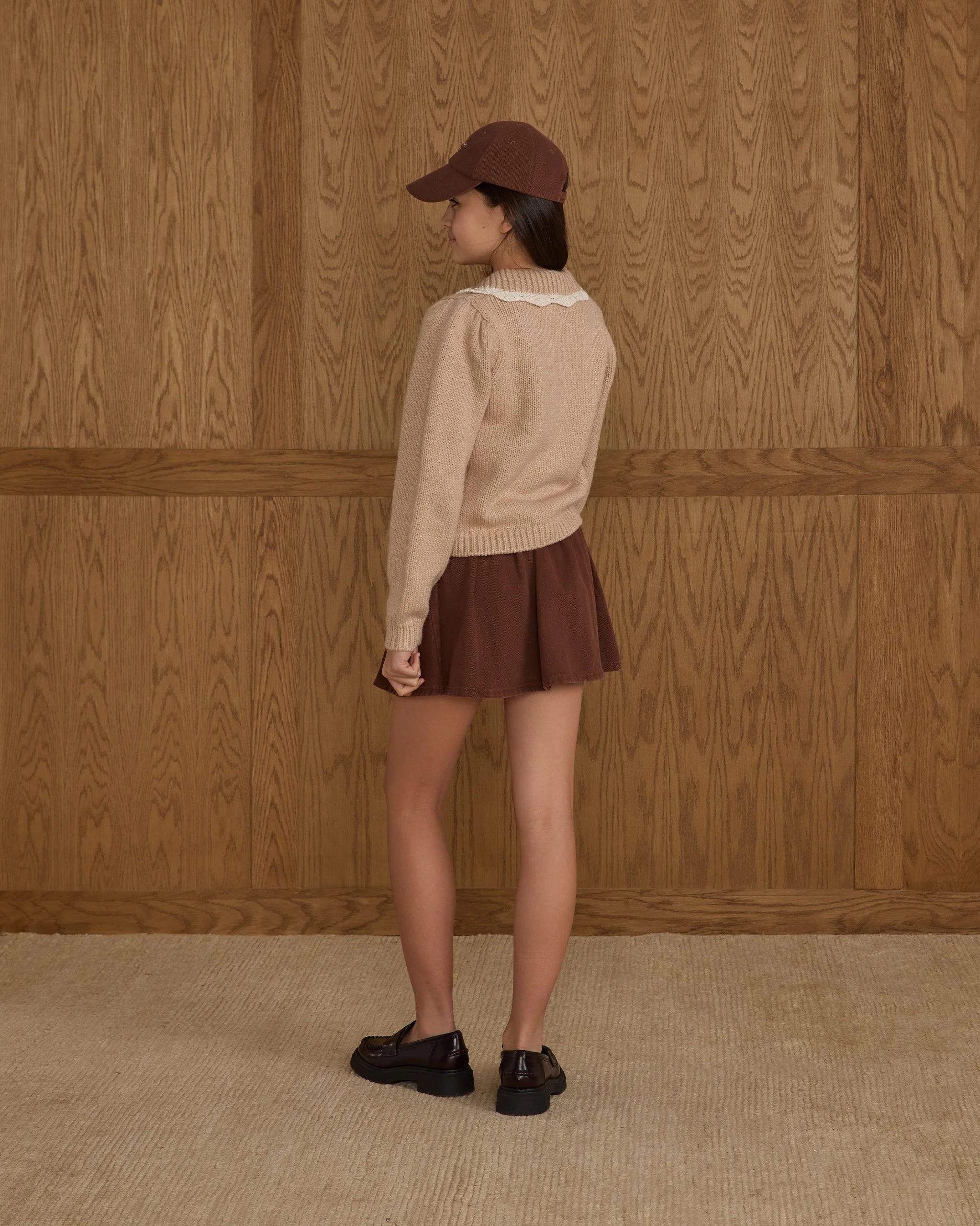 Pleated Denim Skirt || Washed Brown - Image 2