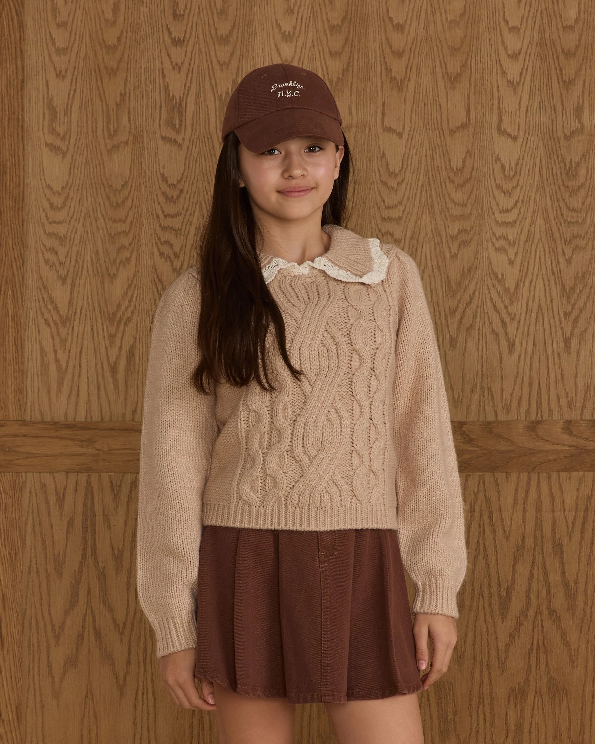 Pleated Denim Skirt || Washed Brown - Image 4