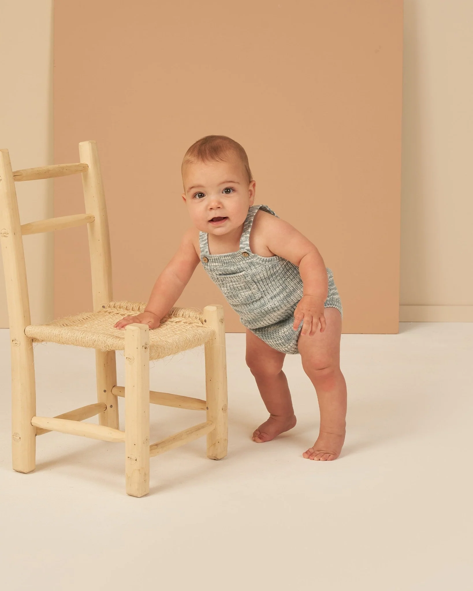 Pocketed Knit Romper || Heathered Blue - Image 2