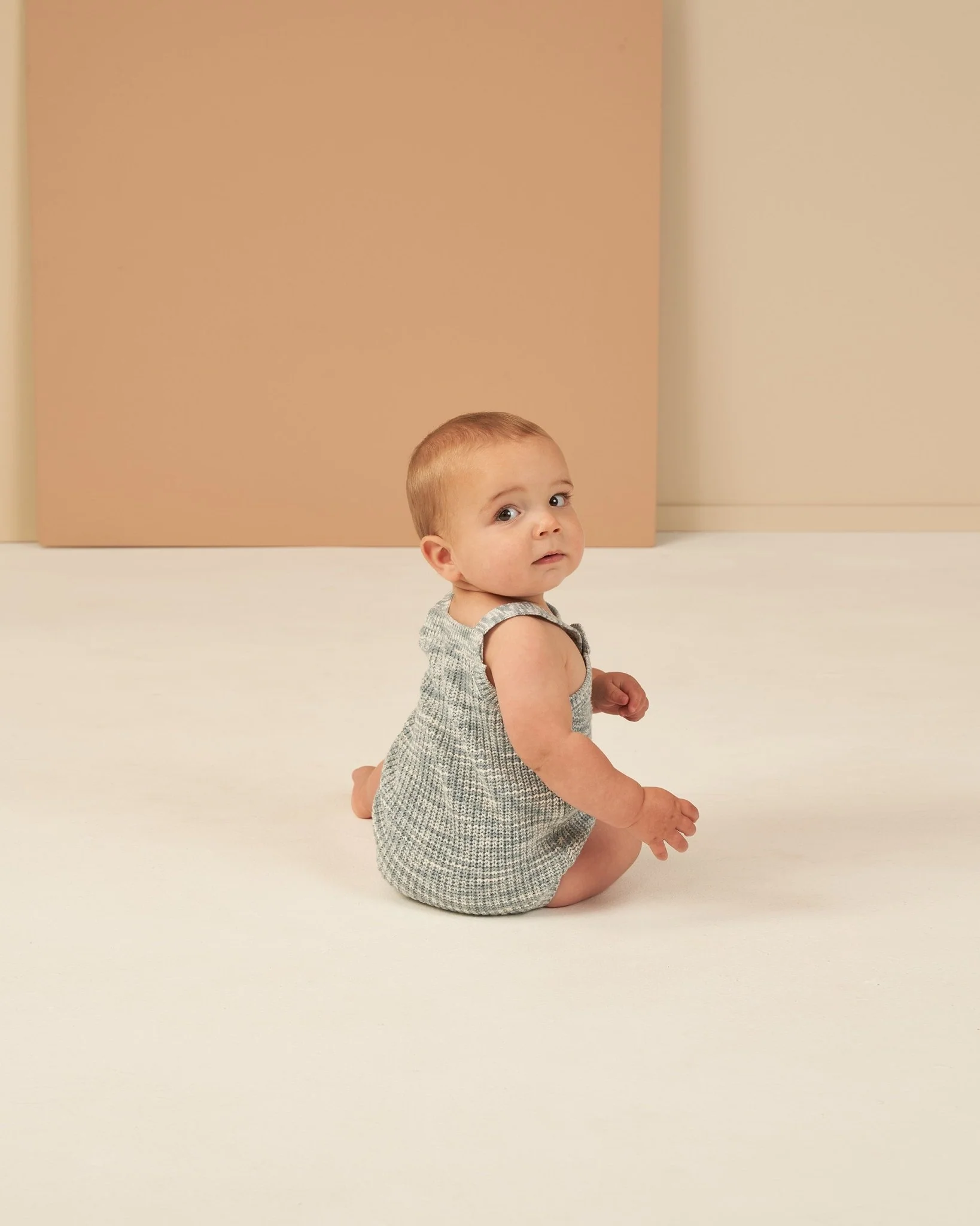 Pocketed Knit Romper || Heathered Blue - Image 3