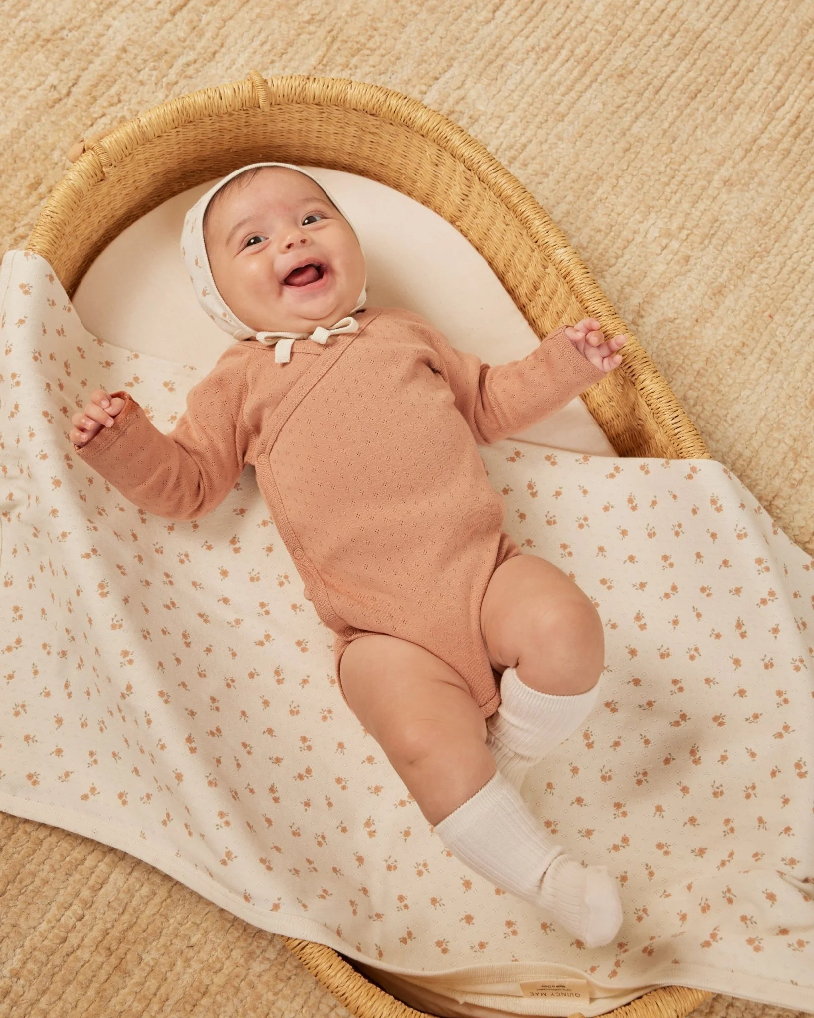 Pointelle Baby Blanket || Ditsy Melon - Image 2