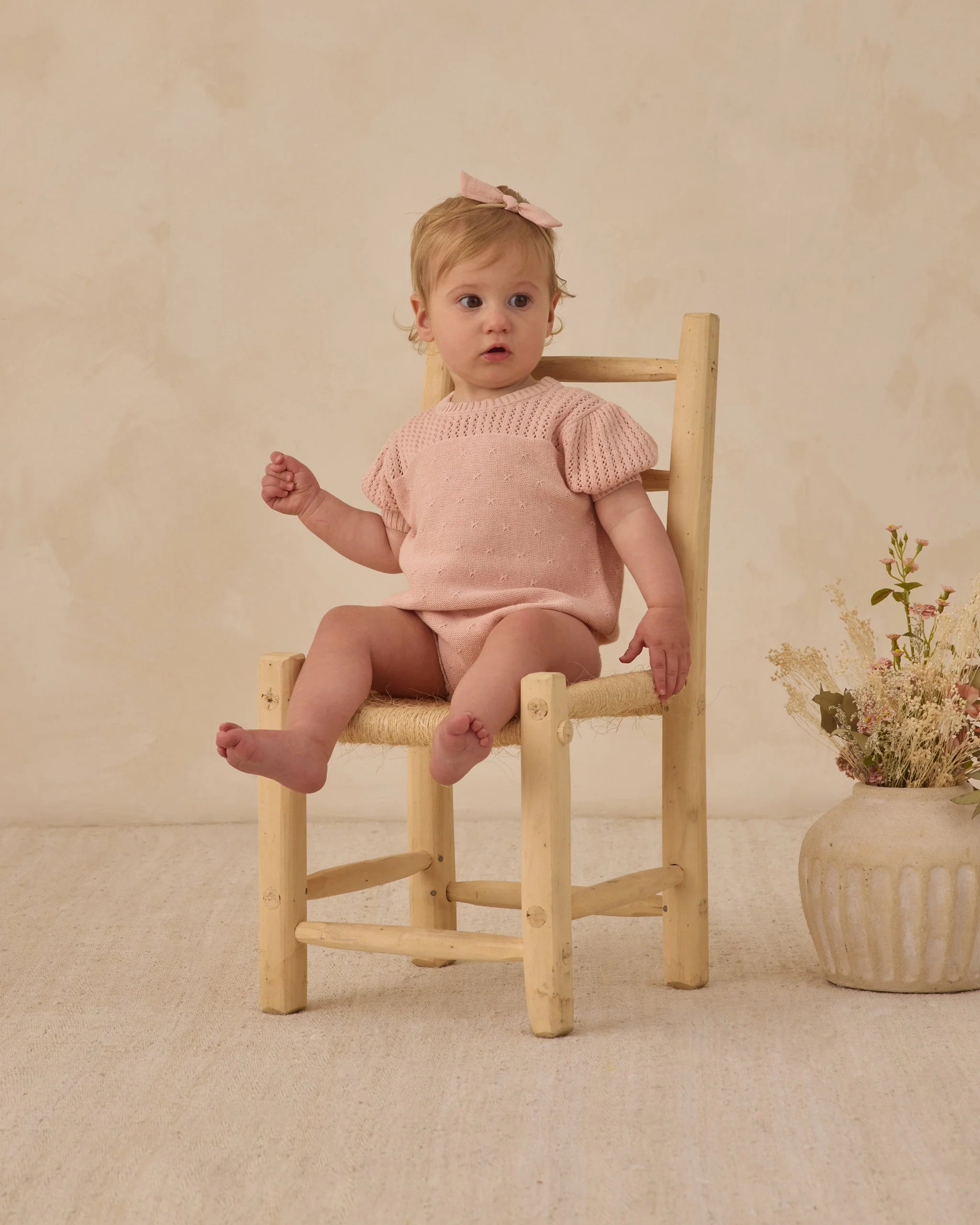 Pointelle Knit Romper Melon - Image 4