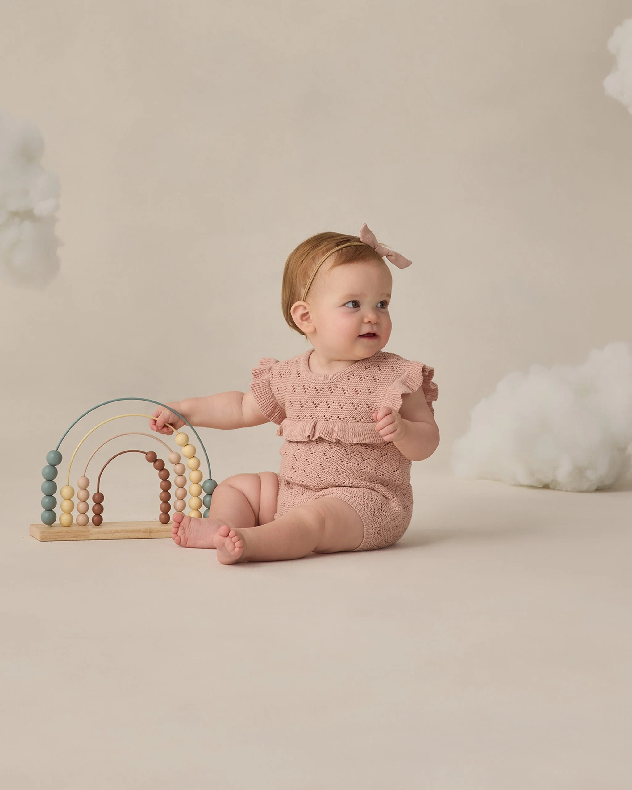 Pointelle Ruffle Romper Blush - Image 2