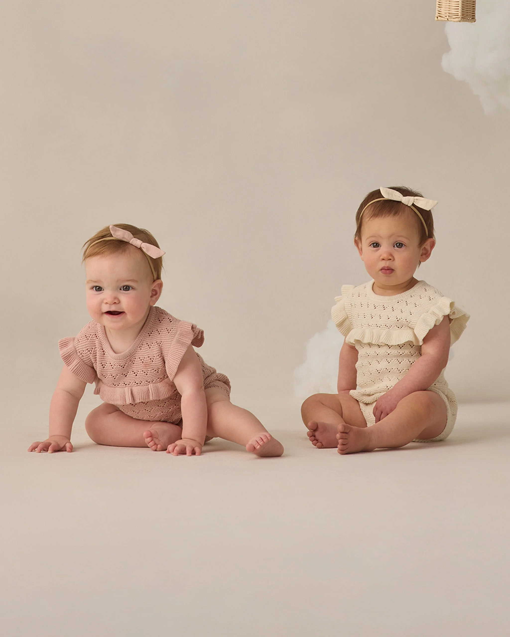 Pointelle Ruffle Romper Natural - Image 4