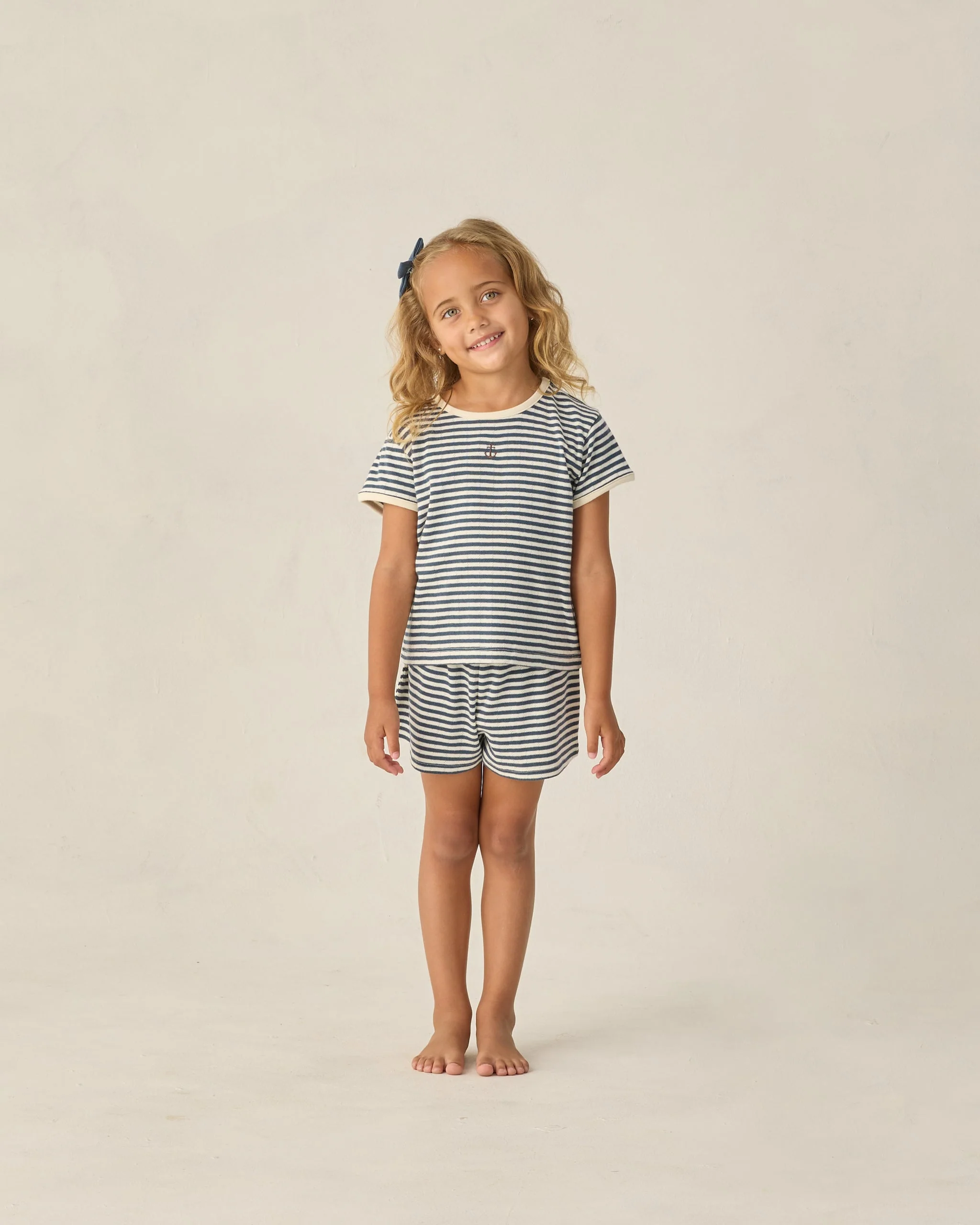 Pointelle Shorts Navy Stripe - Image 2