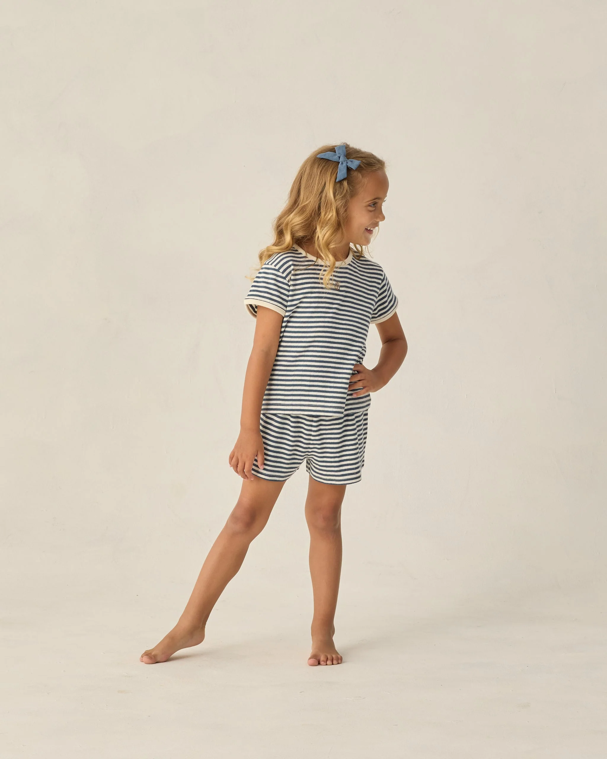 Pointelle Shorts Navy Stripe - Image 3