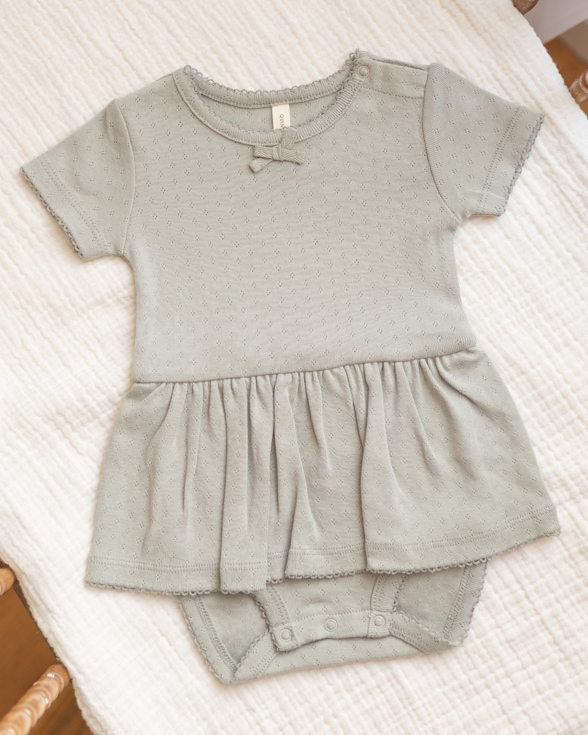 Pointelle Skirted Bodysuit Sage - Image 2