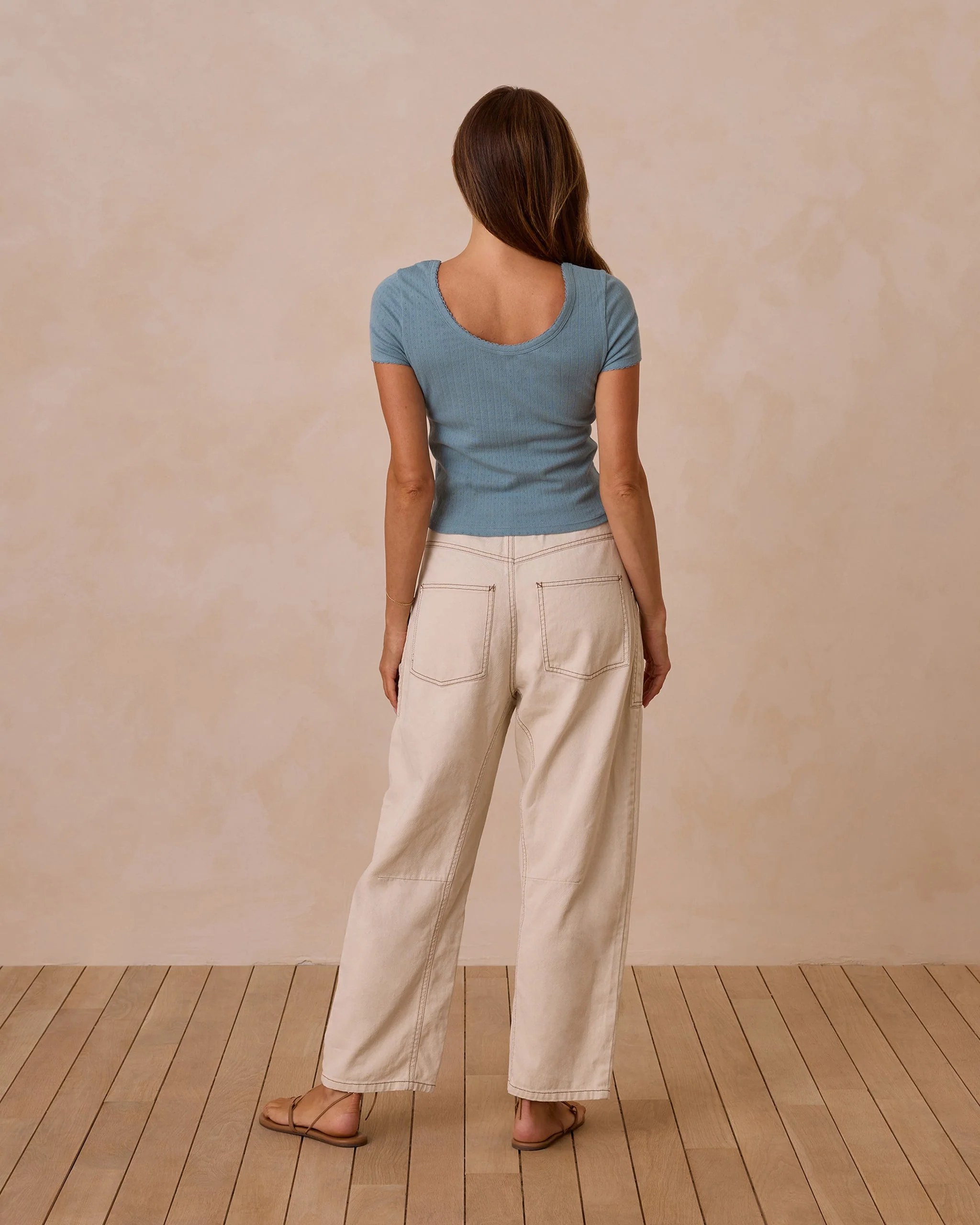 -Pointelle Tee | Ocean- - Image 2