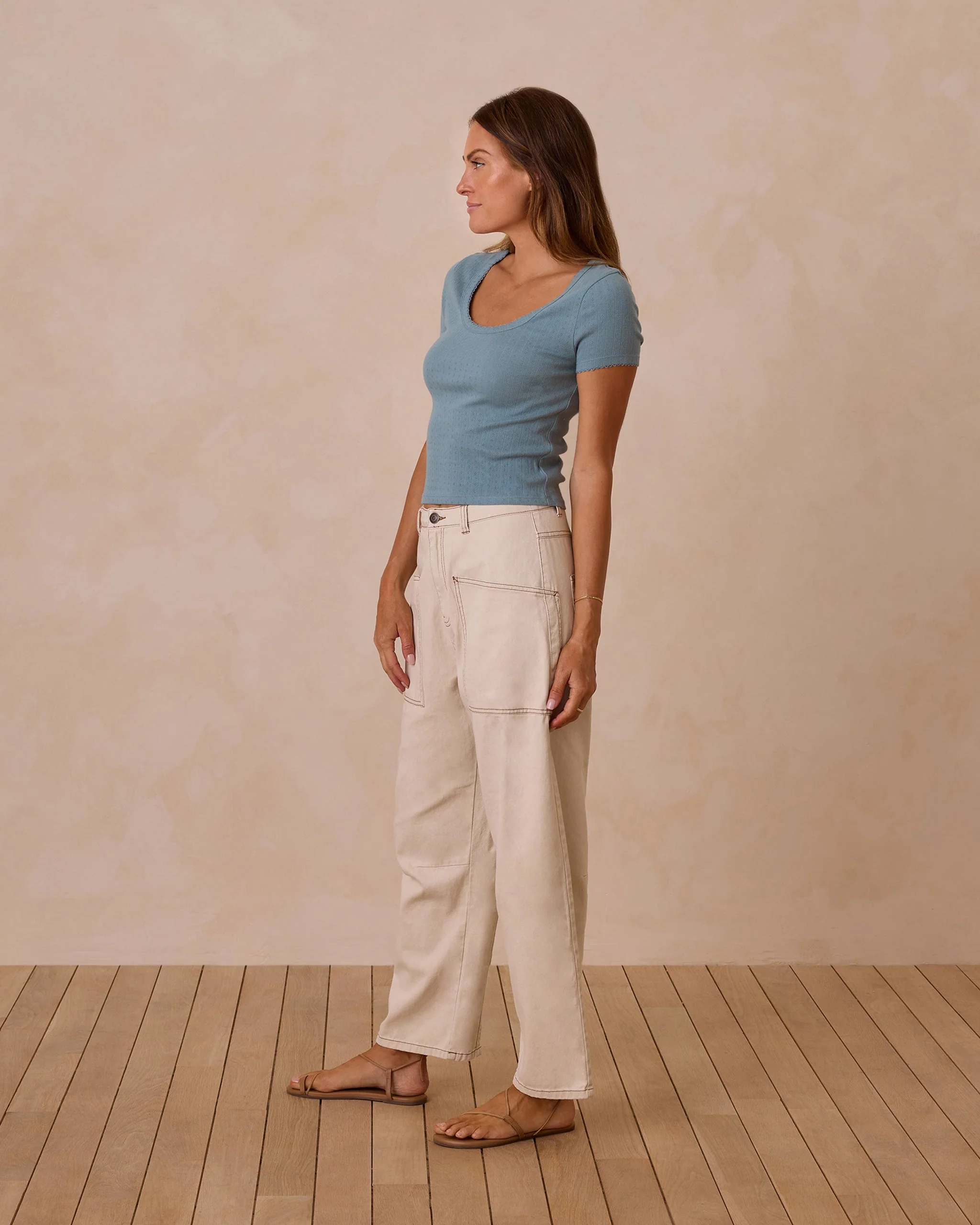 -Pointelle Tee | Ocean- - Image 3