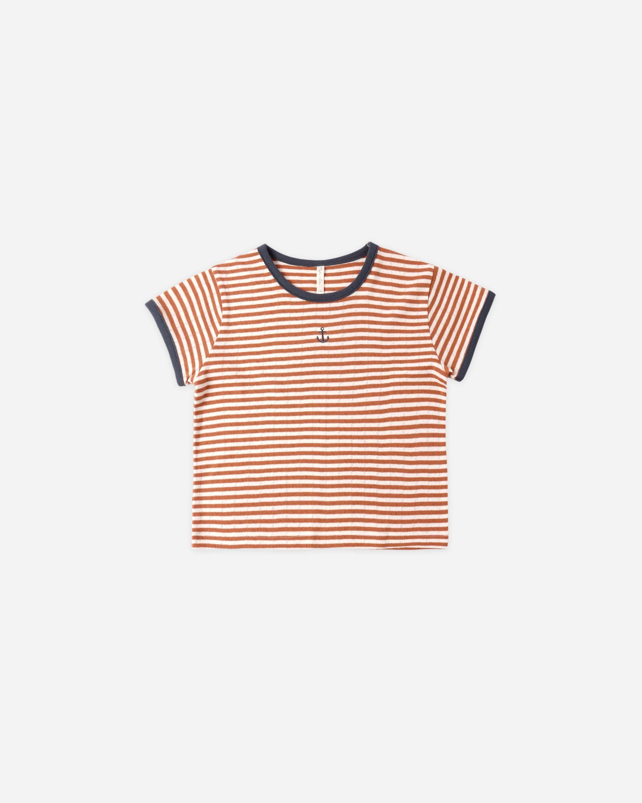 Pointelle Tee Poppy Stripe