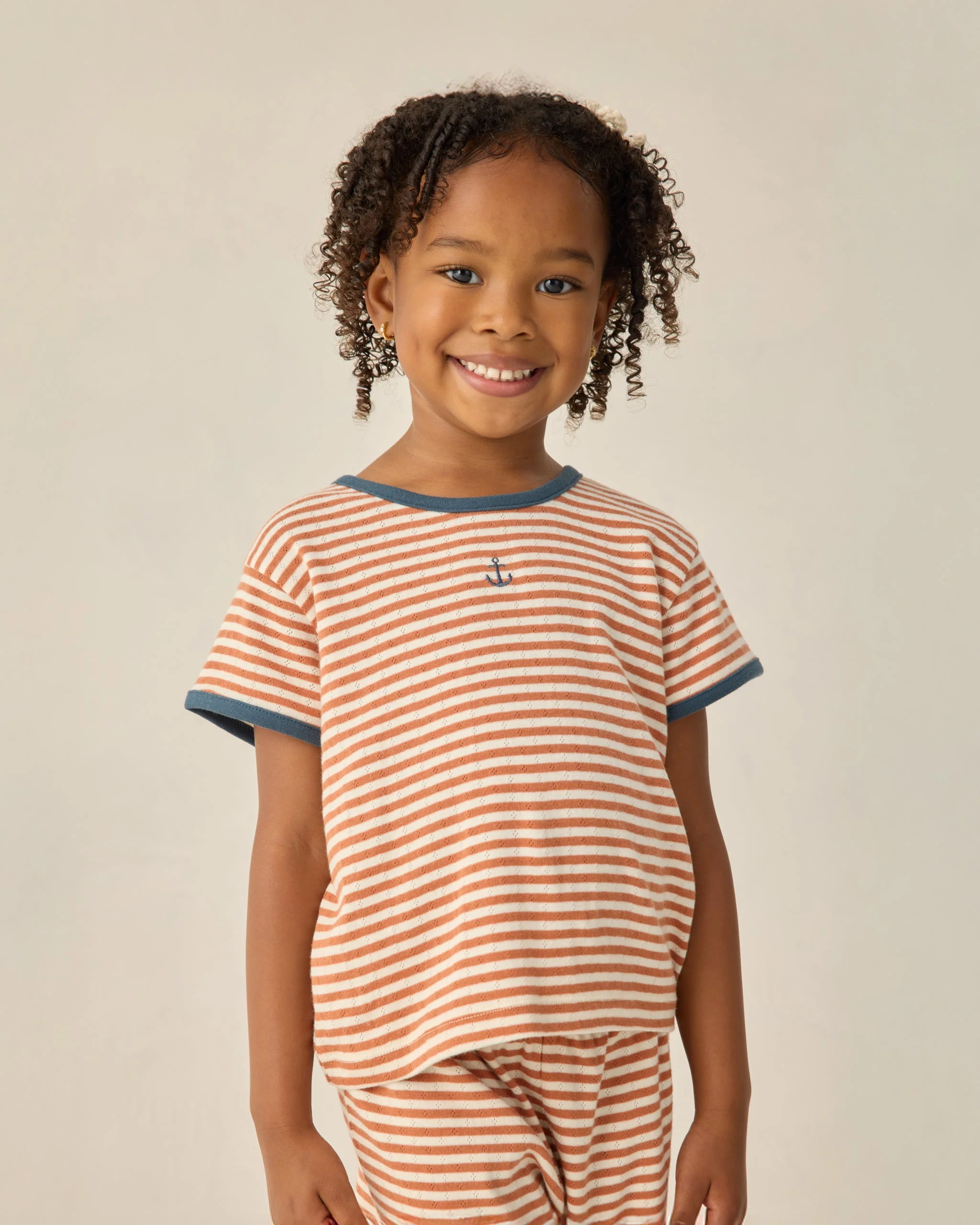 Pointelle Tee Poppy Stripe - Image 2