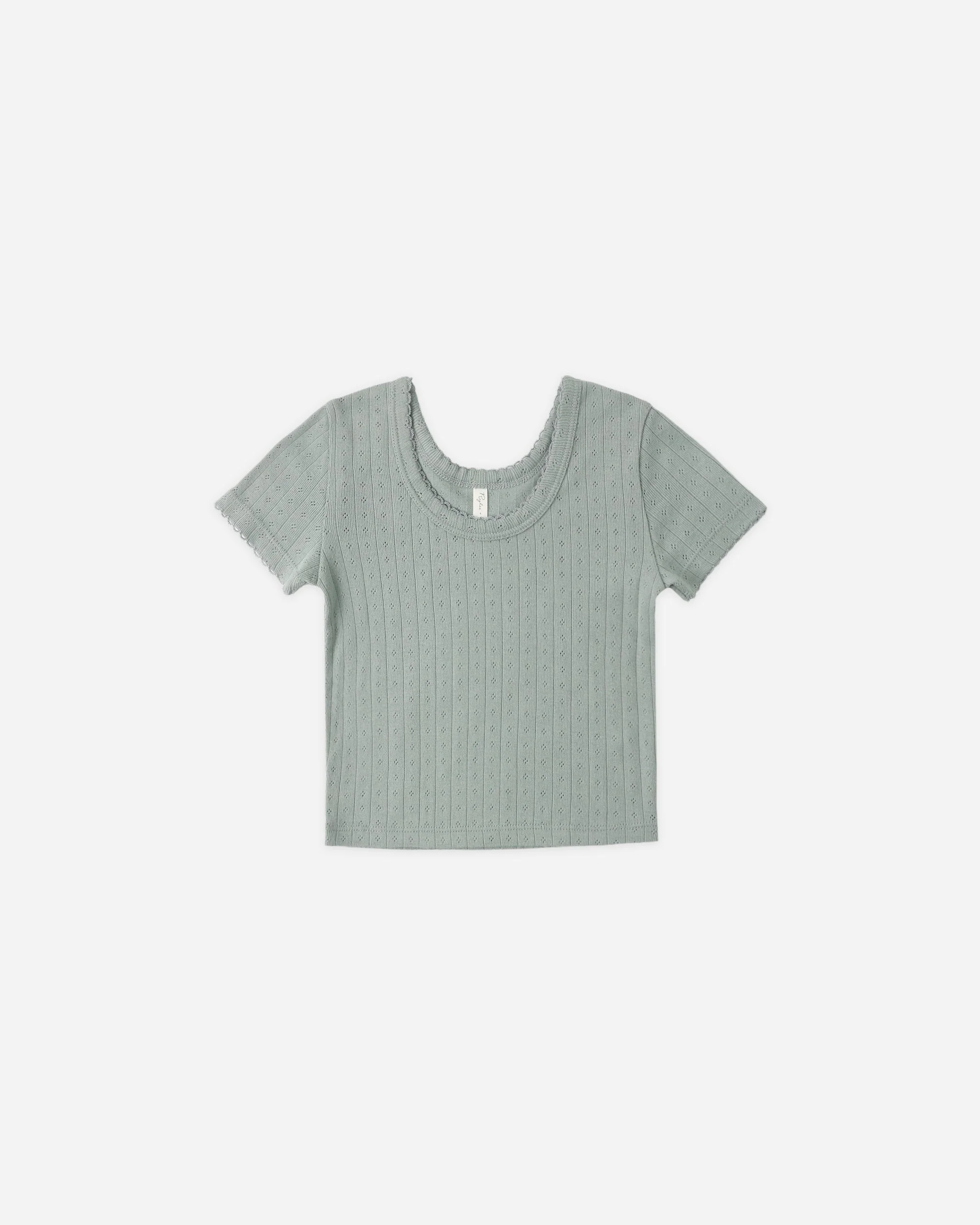 Pointelle Tee Sea Green