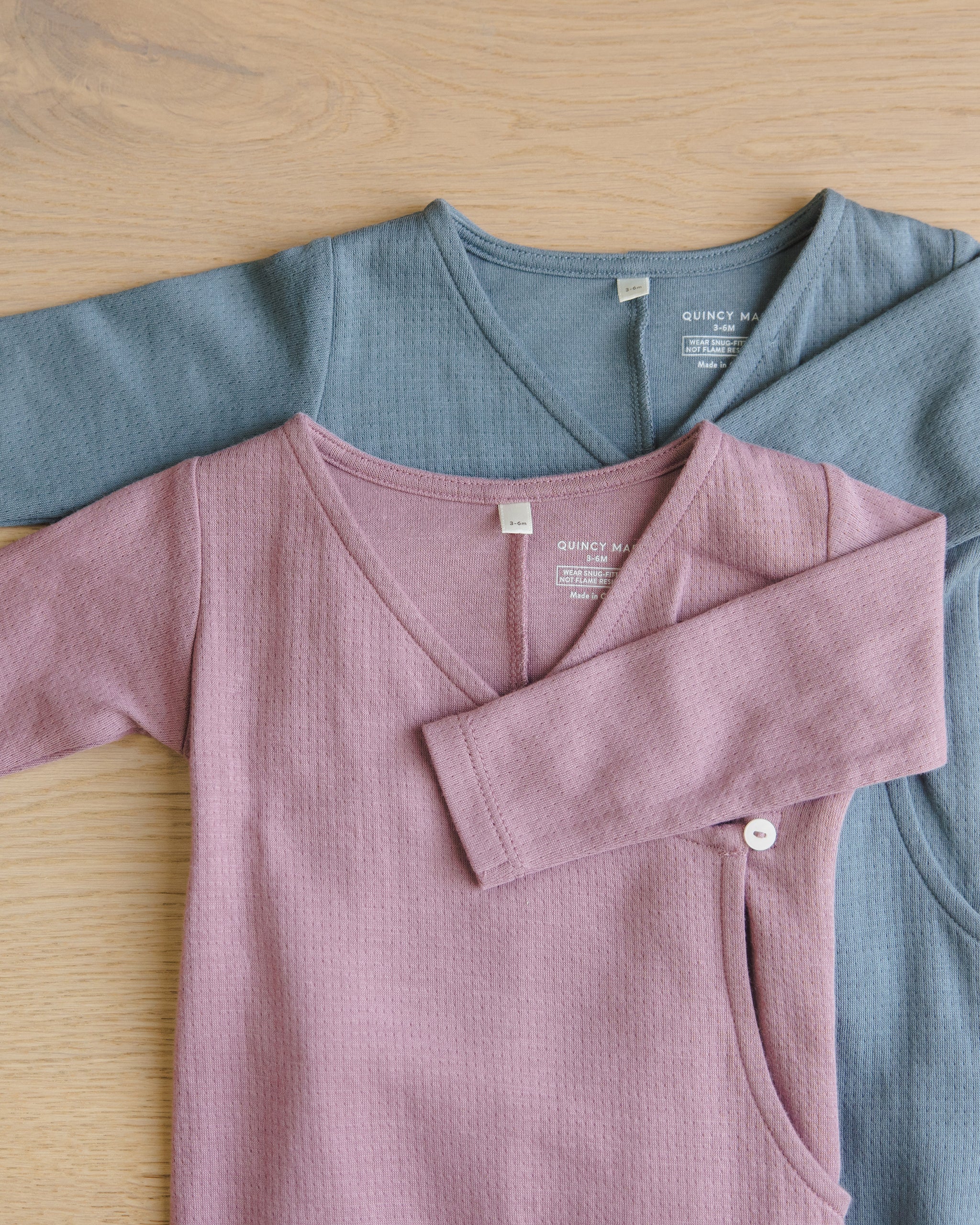 Pointelle Wrap Footie || Ocean - Image 2