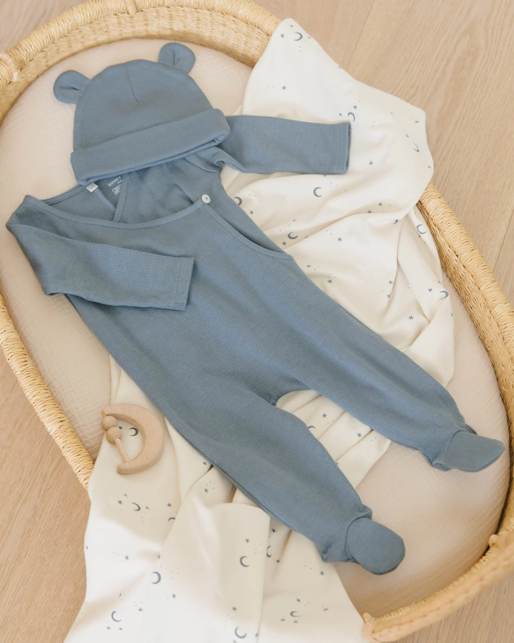 Pointelle Wrap Footie || Ocean - Image 3