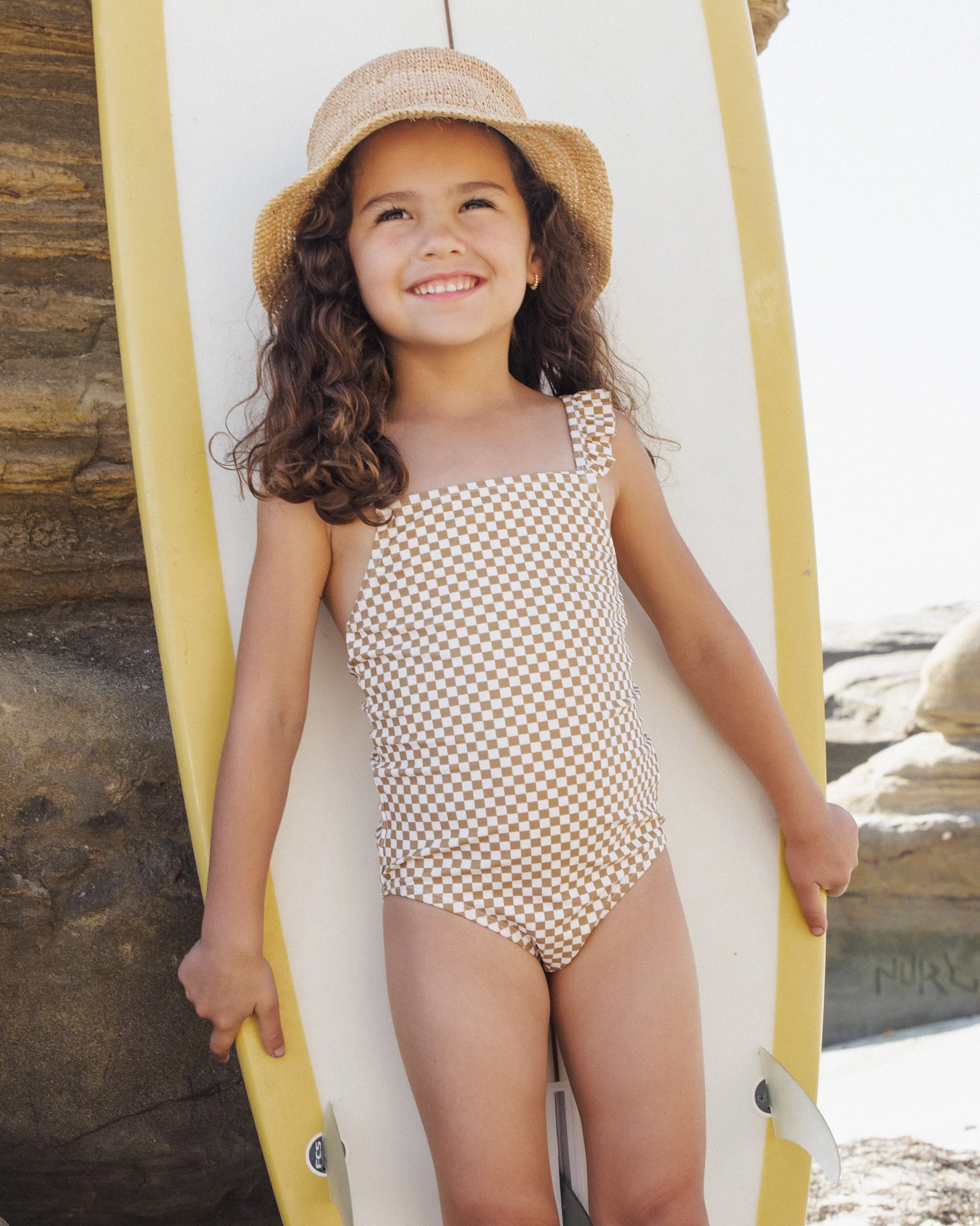 Positano One-Piece Ocre Check - Image 3