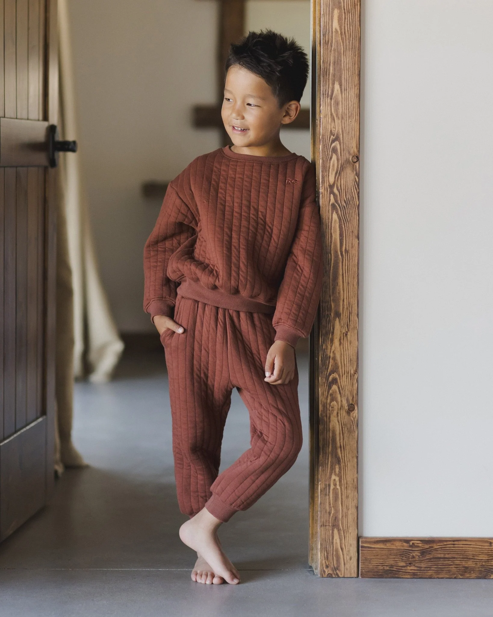 Quilted Sweatshirt || Brick - Image 2
