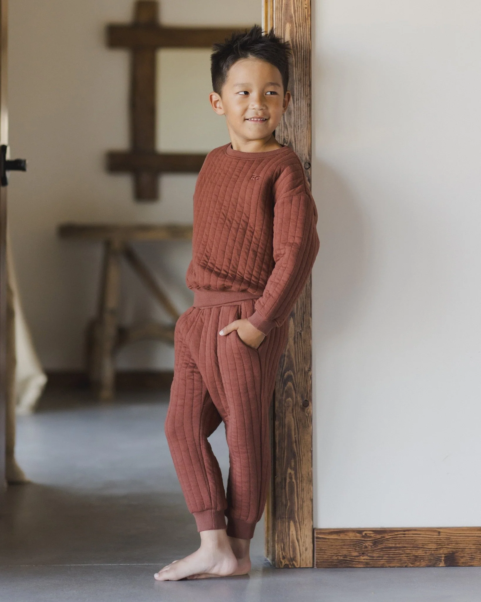 Quilted Sweatshirt || Brick - Image 4