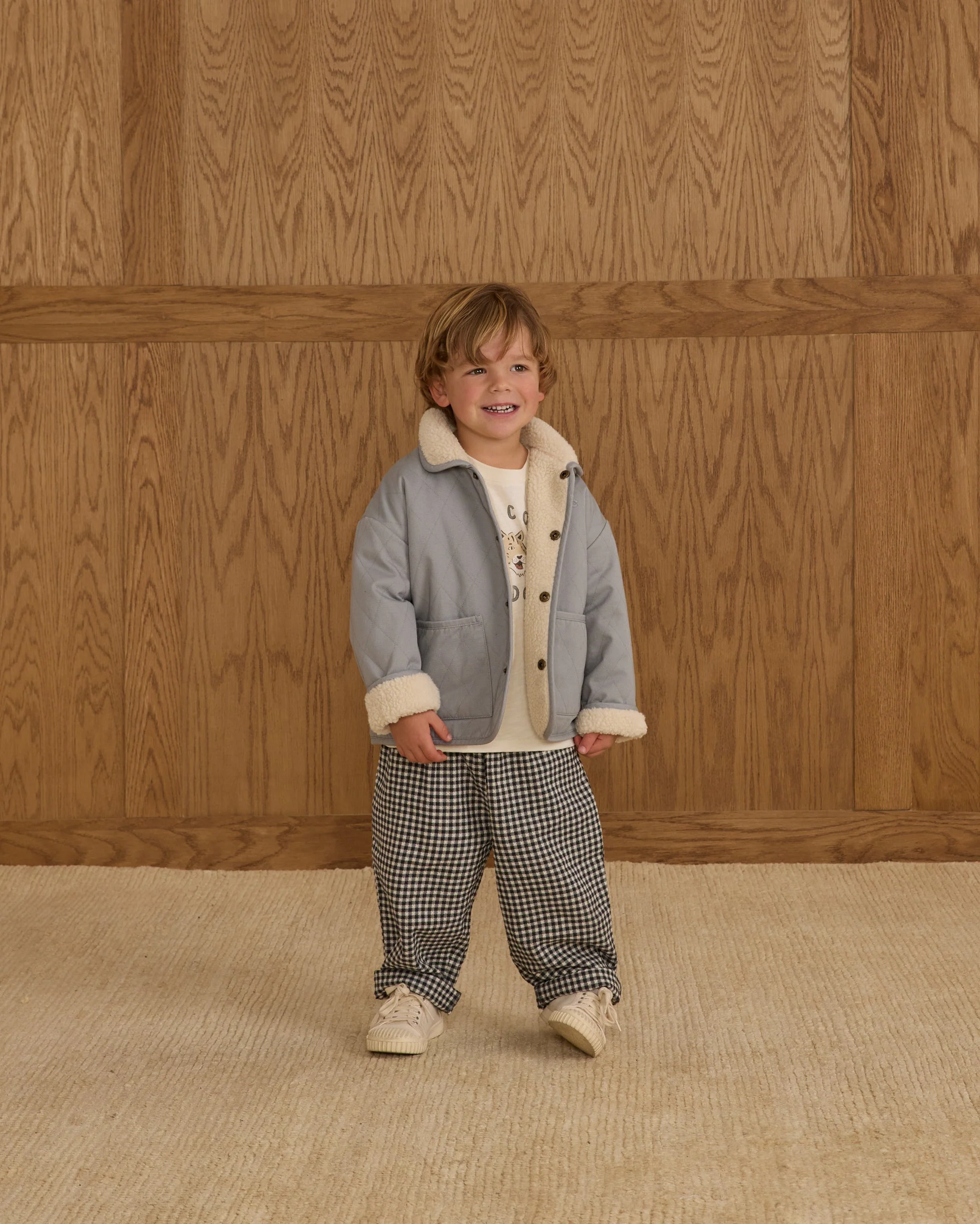 Quilted Winter Coat || Dusty Blue - Image 3