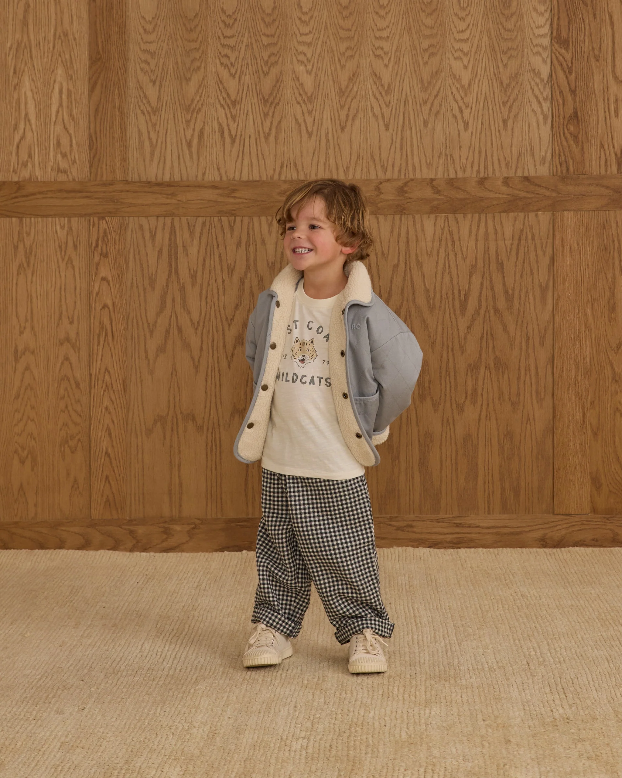 Quilted Winter Coat || Dusty Blue - Image 5