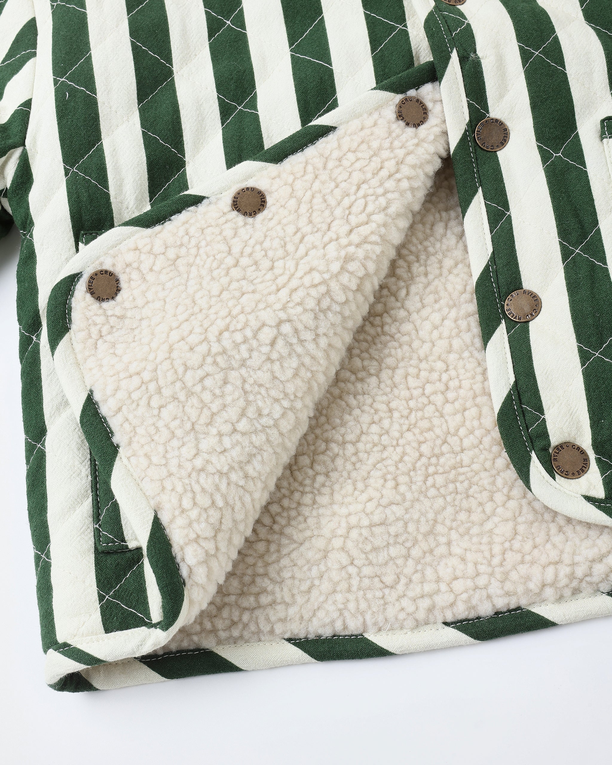 Quilted Winter Coat || Green Stripe - Image 4