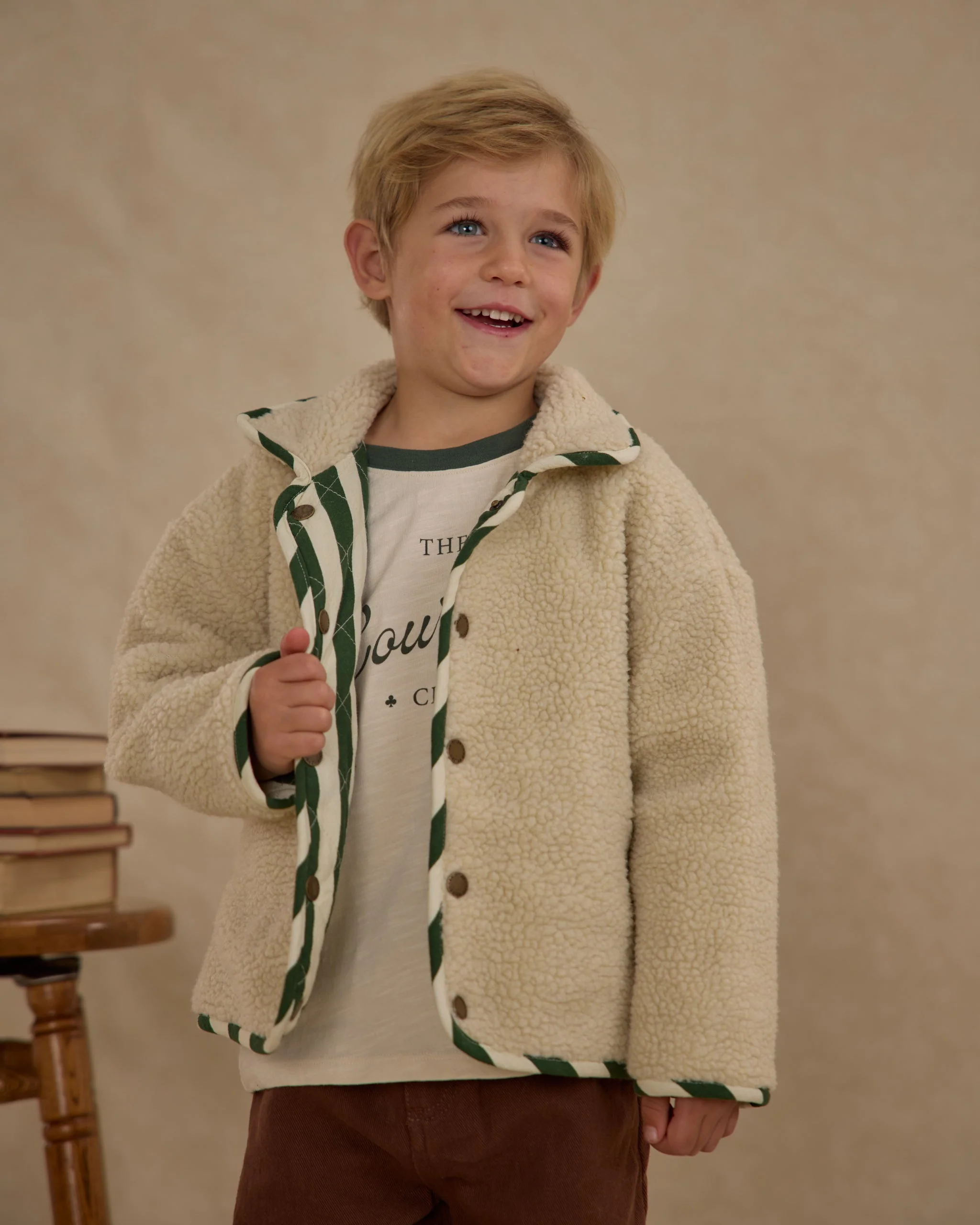 Quilted Winter Coat || Green Stripe - Image 5