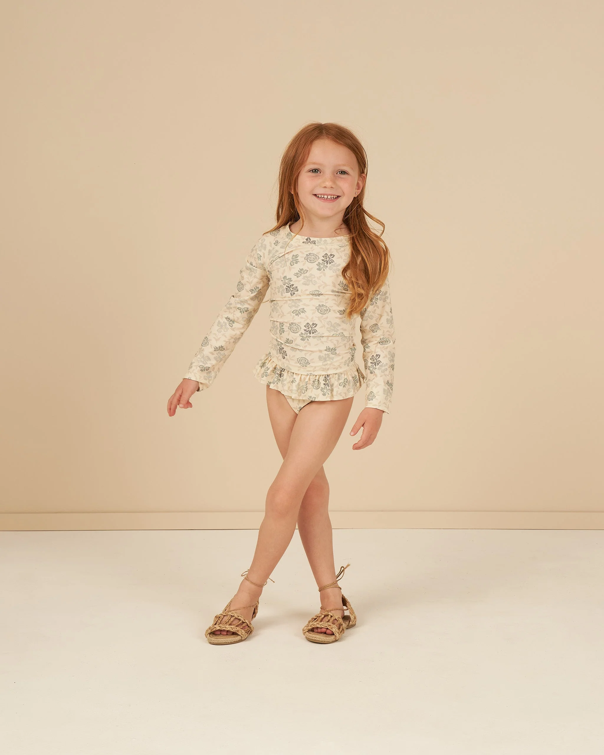 Rash Guard Girls Set || Blue Floral - Image 2