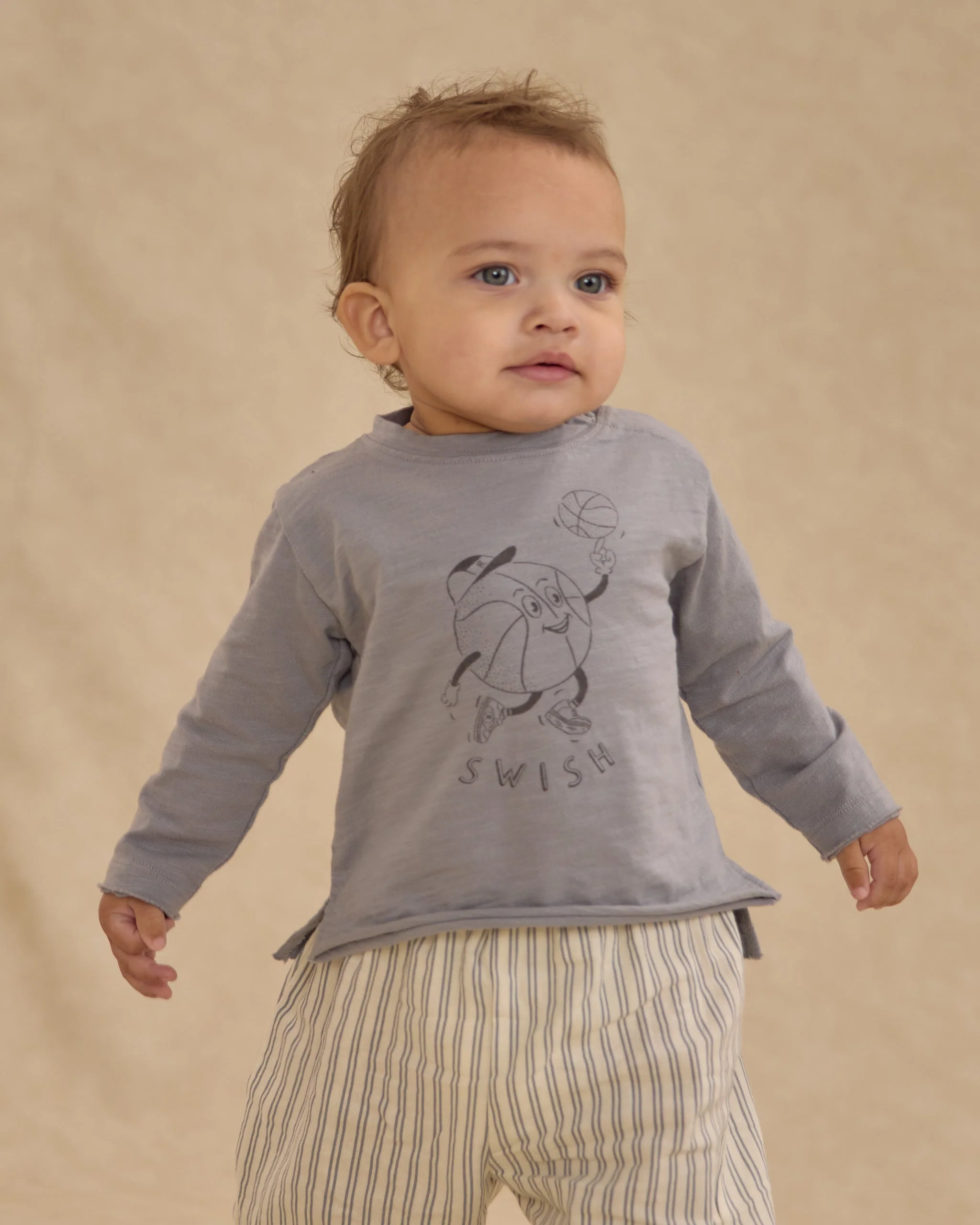 Raw Edge Long Sleeve Tee || Basketball - Image 3