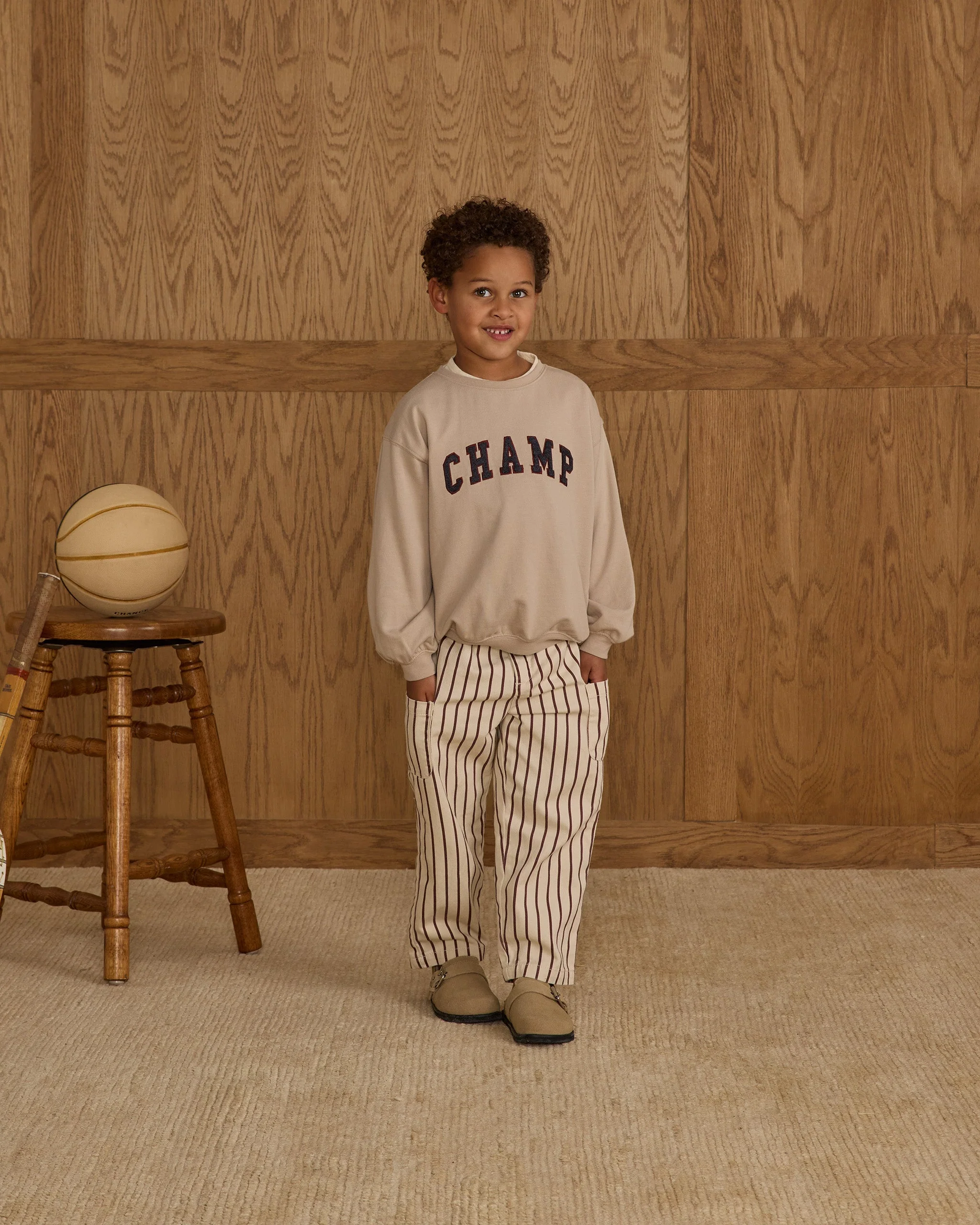 Relaxed Cargo Pant || Burgundy Pinstripe - Image 4