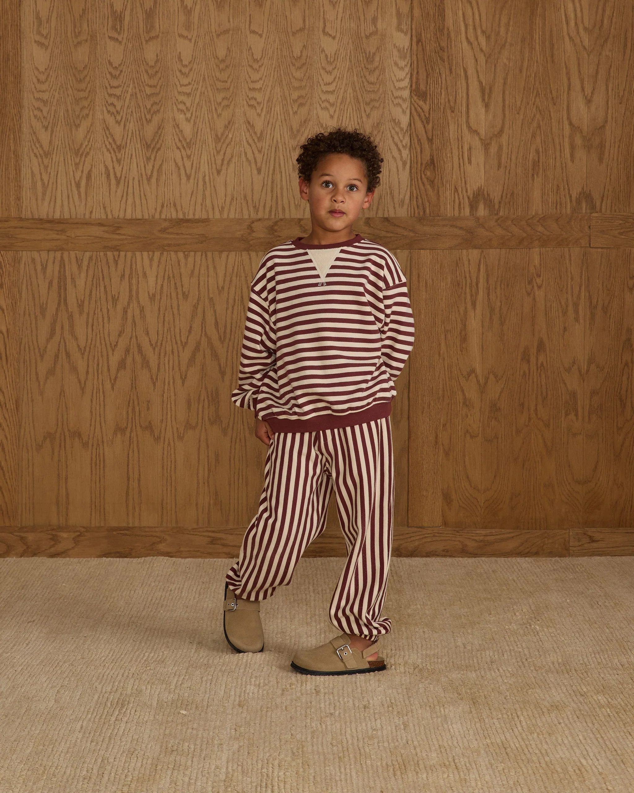 Relaxed Jogger || Burgundy Stripe - Image 2