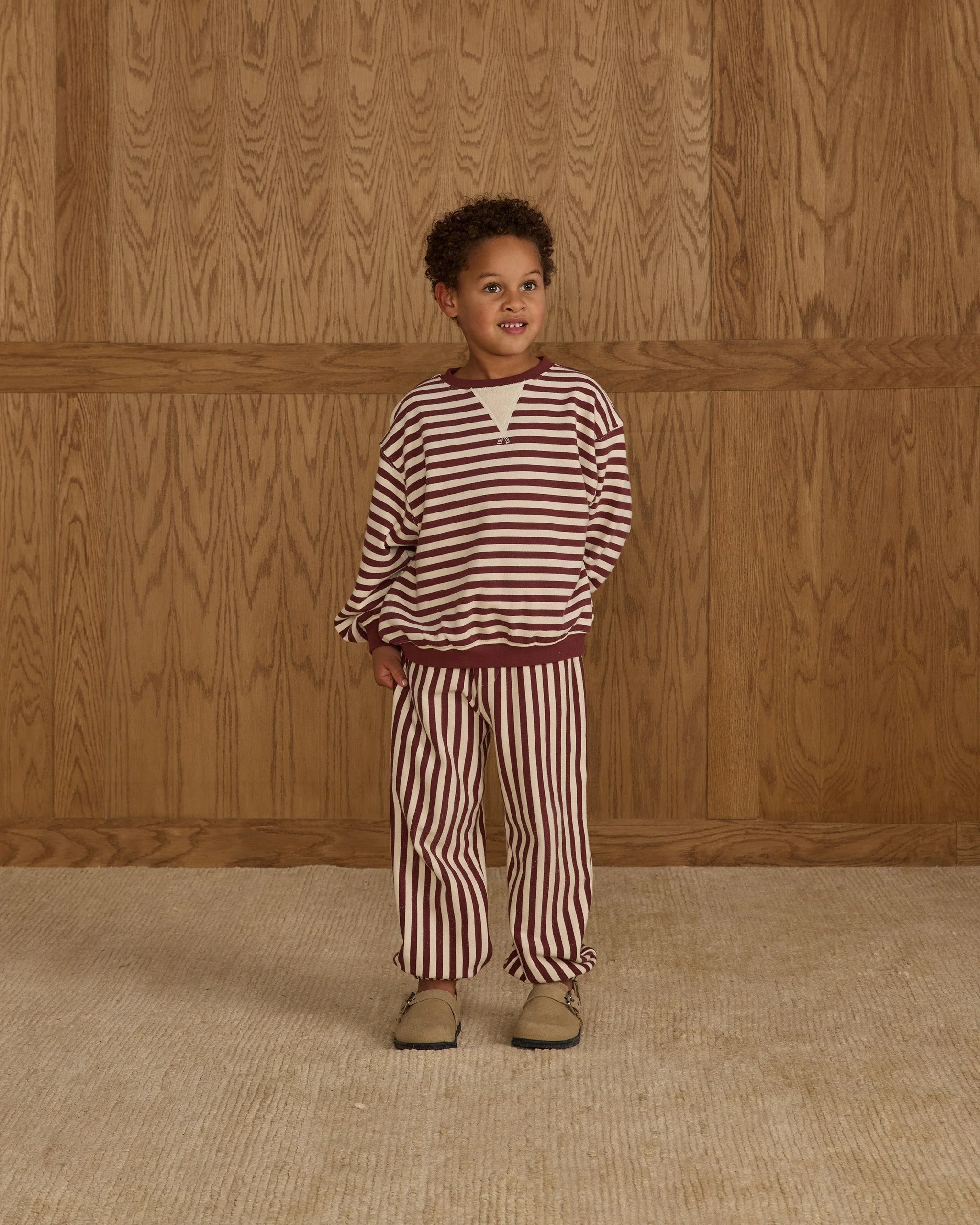 Relaxed Jogger || Burgundy Stripe - Image 3