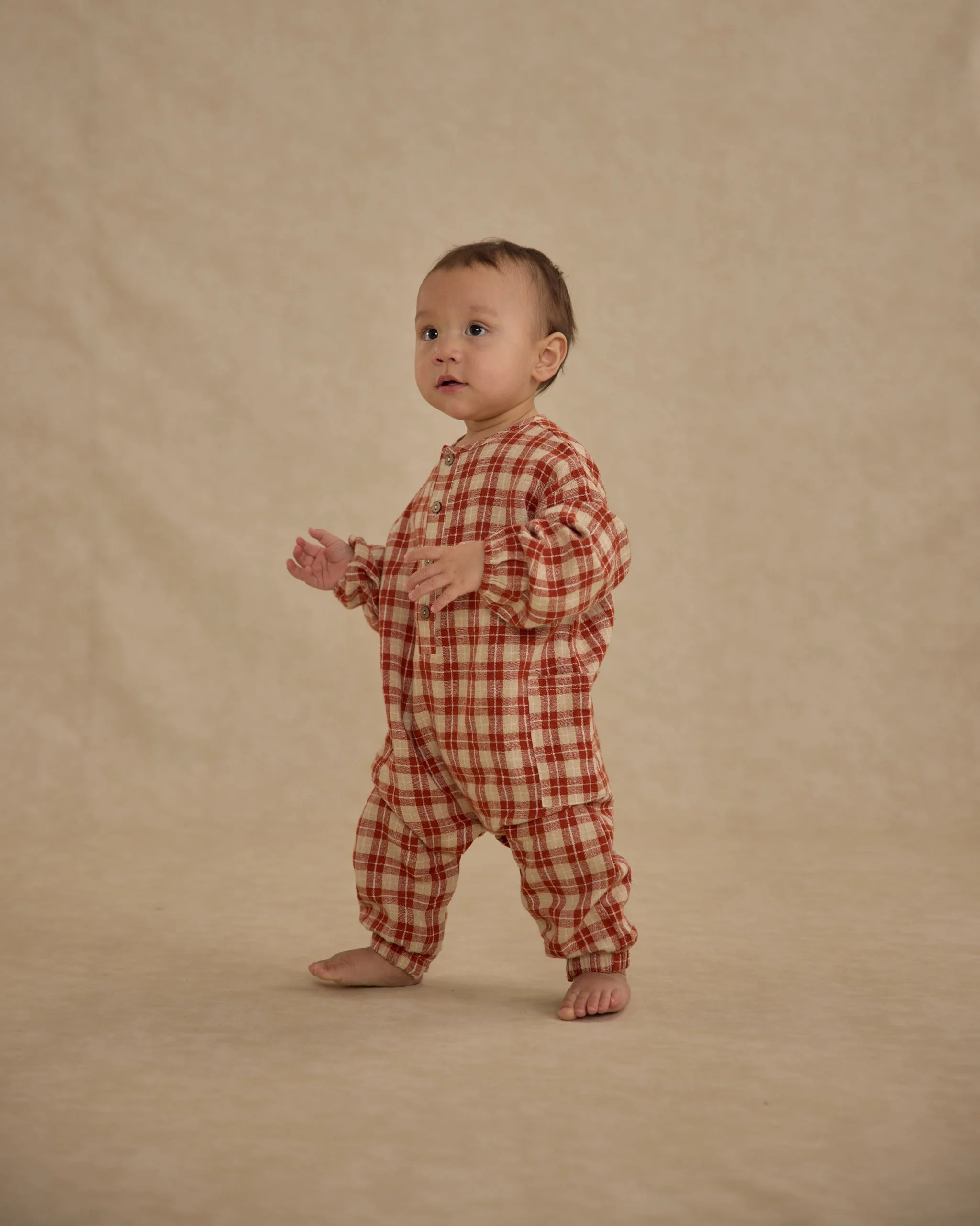 Relaxed Woven Jumpsuit || Red Plaid - Image 2