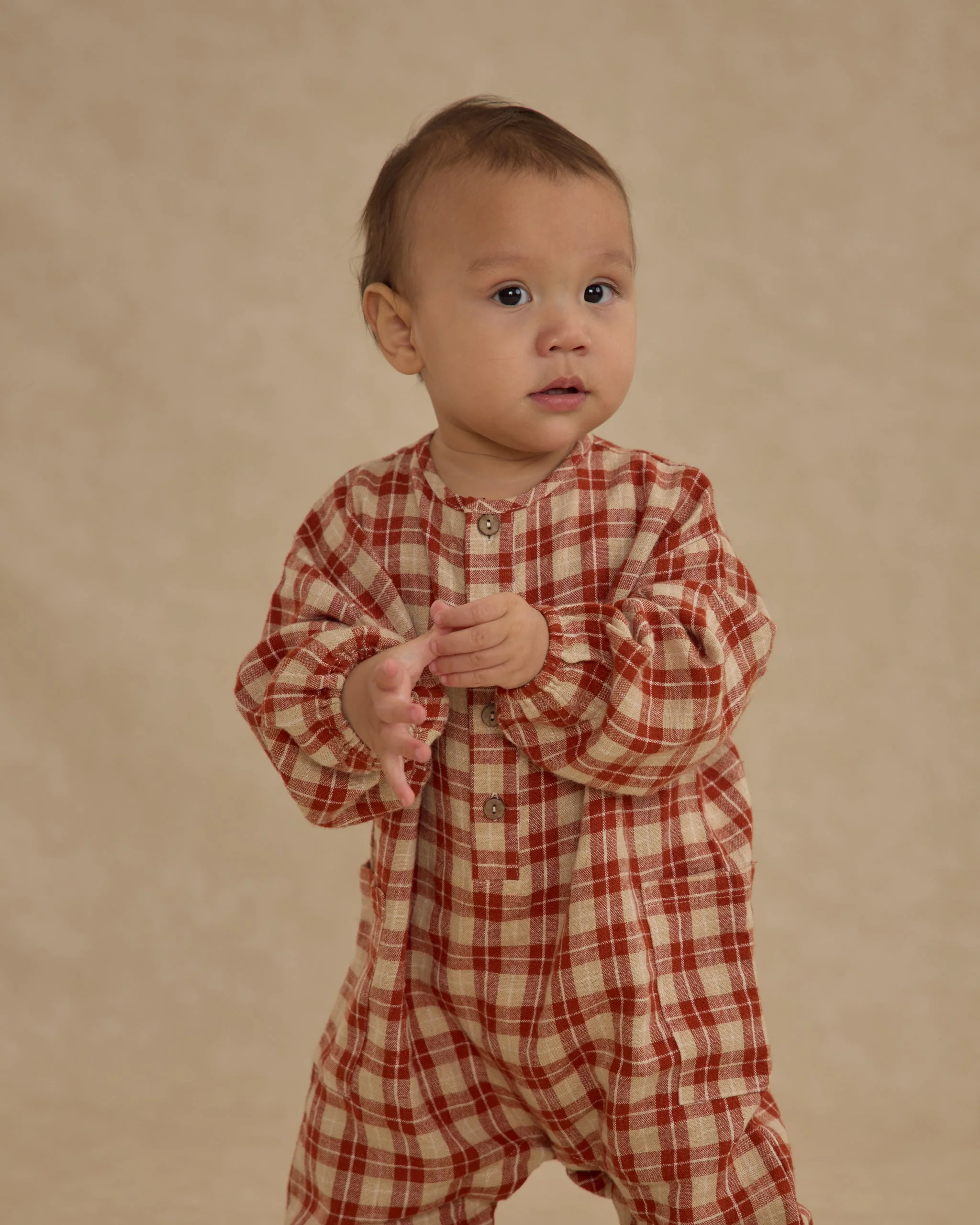 Relaxed Woven Jumpsuit || Red Plaid - Image 3