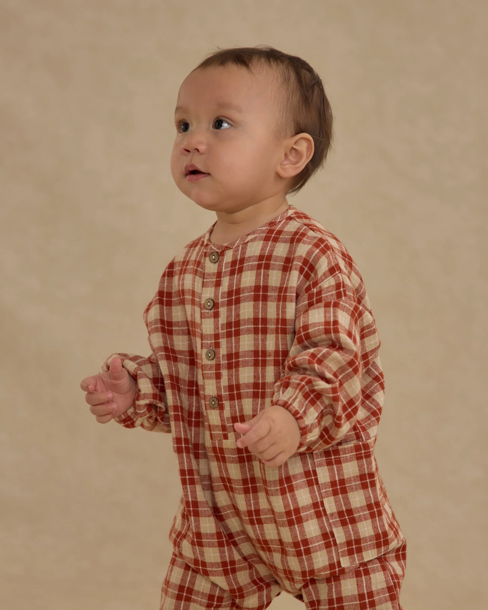Relaxed Woven Jumpsuit || Red Plaid - Image 4