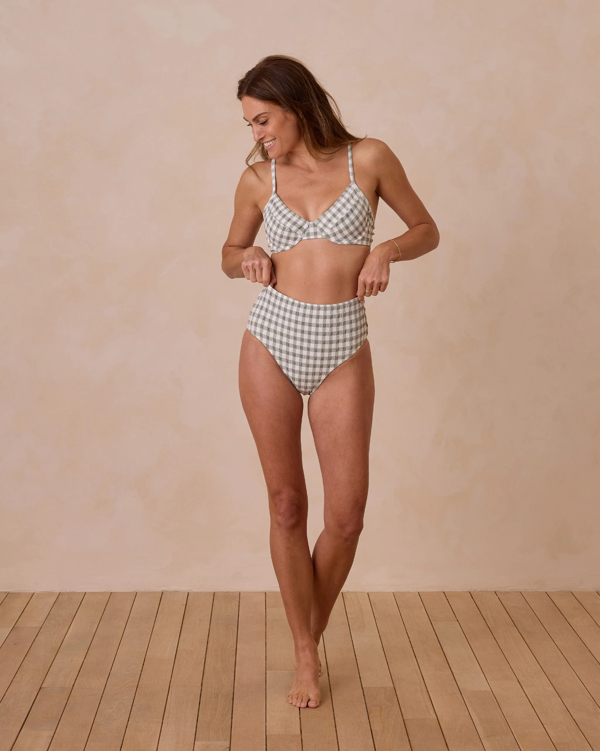 Retro Bikini Top | Eucalyptus Check - Image 2